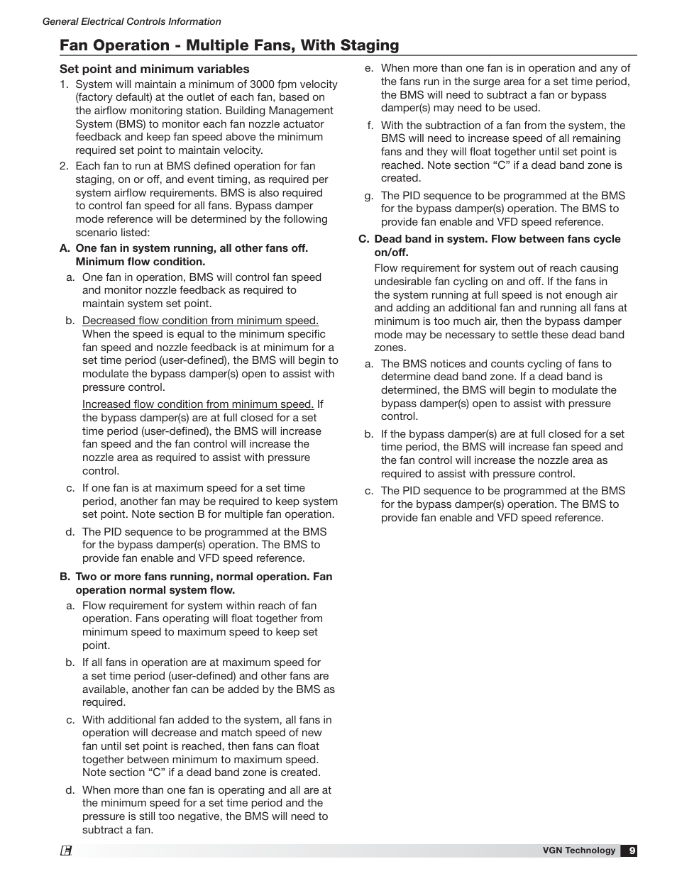 Fan operation - multiple fans, with staging | Greenheck Vektor Laboratory Exhaust with VGN Technology Electrical Controls Information (476072) User Manual | Page 9 / 28