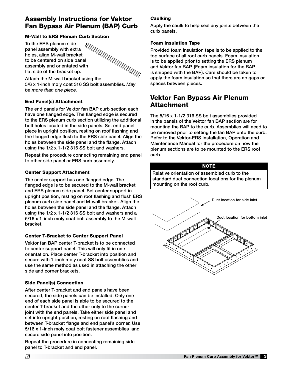 Greenheck Vektor-ERS-MD Fan Plenum Curb Assembly Instructions (474117) User Manual | Page 3 / 4