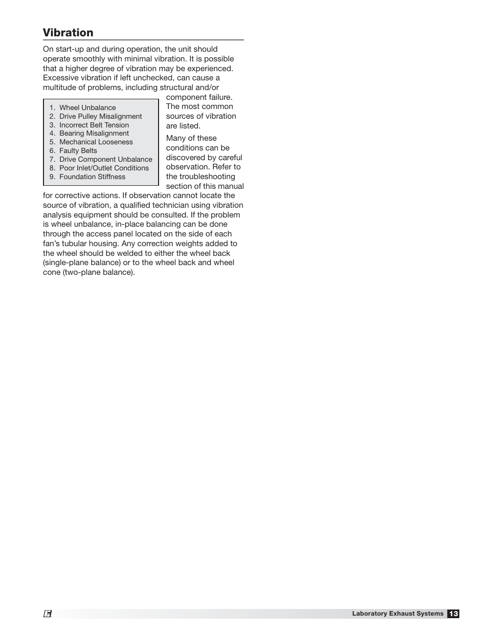 Vibration | Greenheck Vektor-MH, Vektor-MD, and Vektor-MS (464652) User Manual | Page 13 / 20