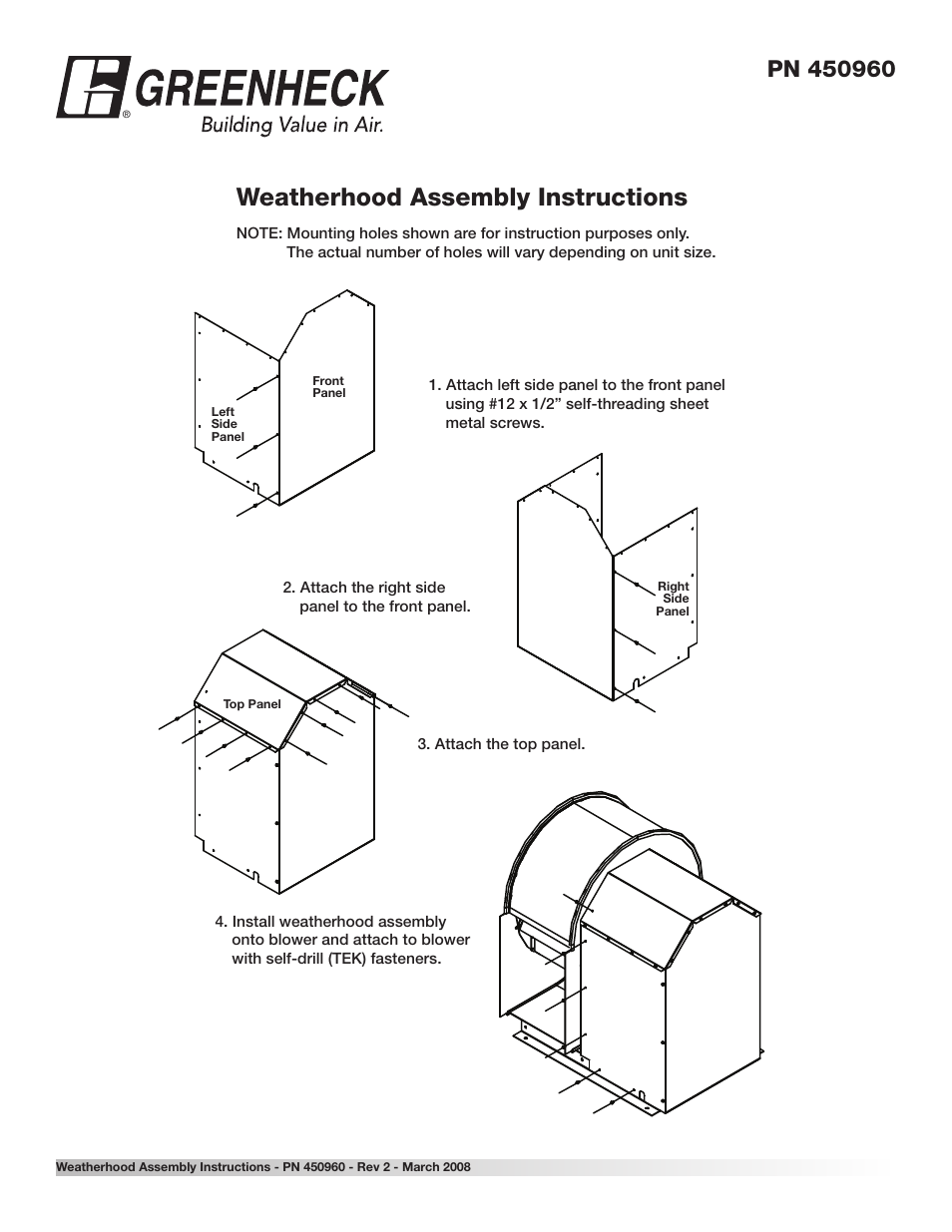 Greenheck Weatherhood (450960) User Manual | 1 page