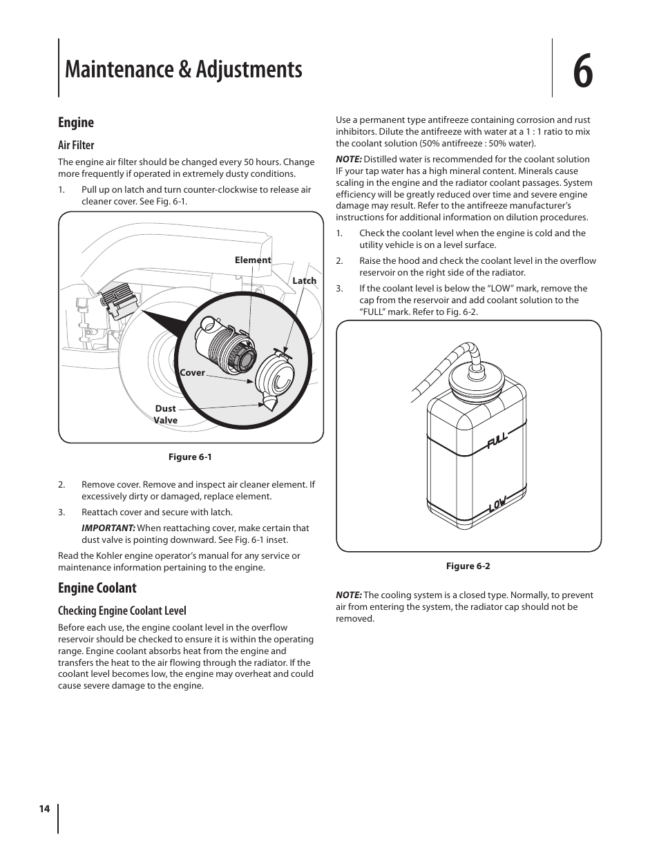 Maintenance & adjustments, Engine, Engine coolant | Cub Cadet M466 User Manual | Page 14 / 28