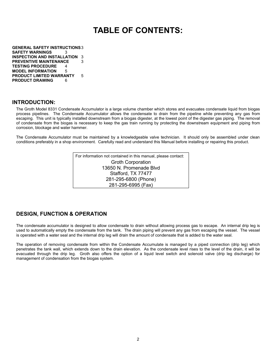 Groth 8331 User Manual | Page 2 / 6