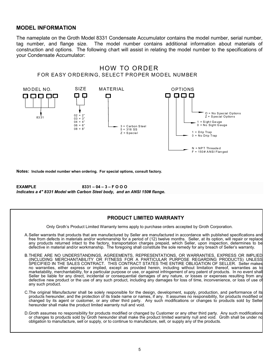 Model information | Groth 8331 User Manual | Page 5 / 6
