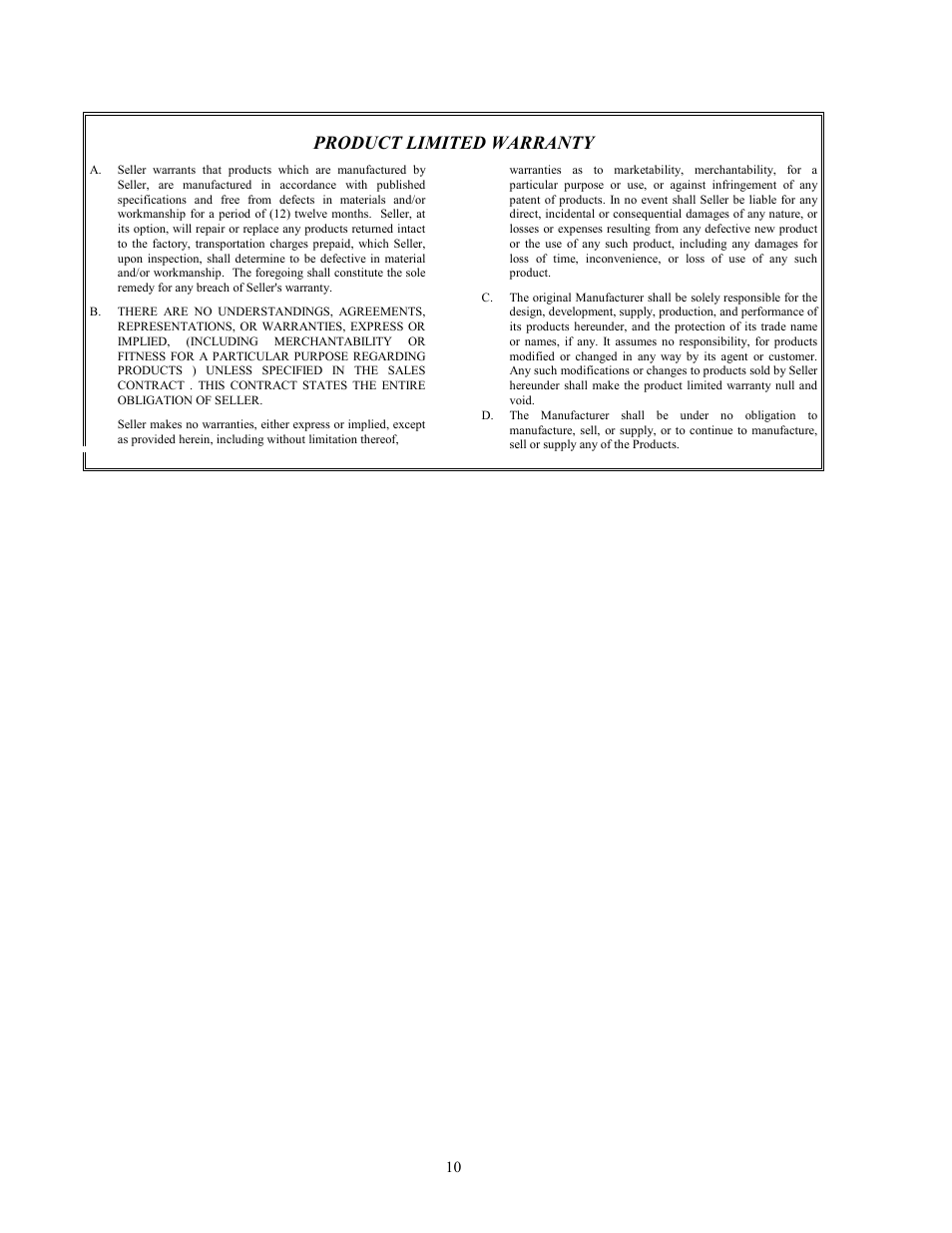 Product limited warranty | Groth 8391B User Manual | Page 11 / 18