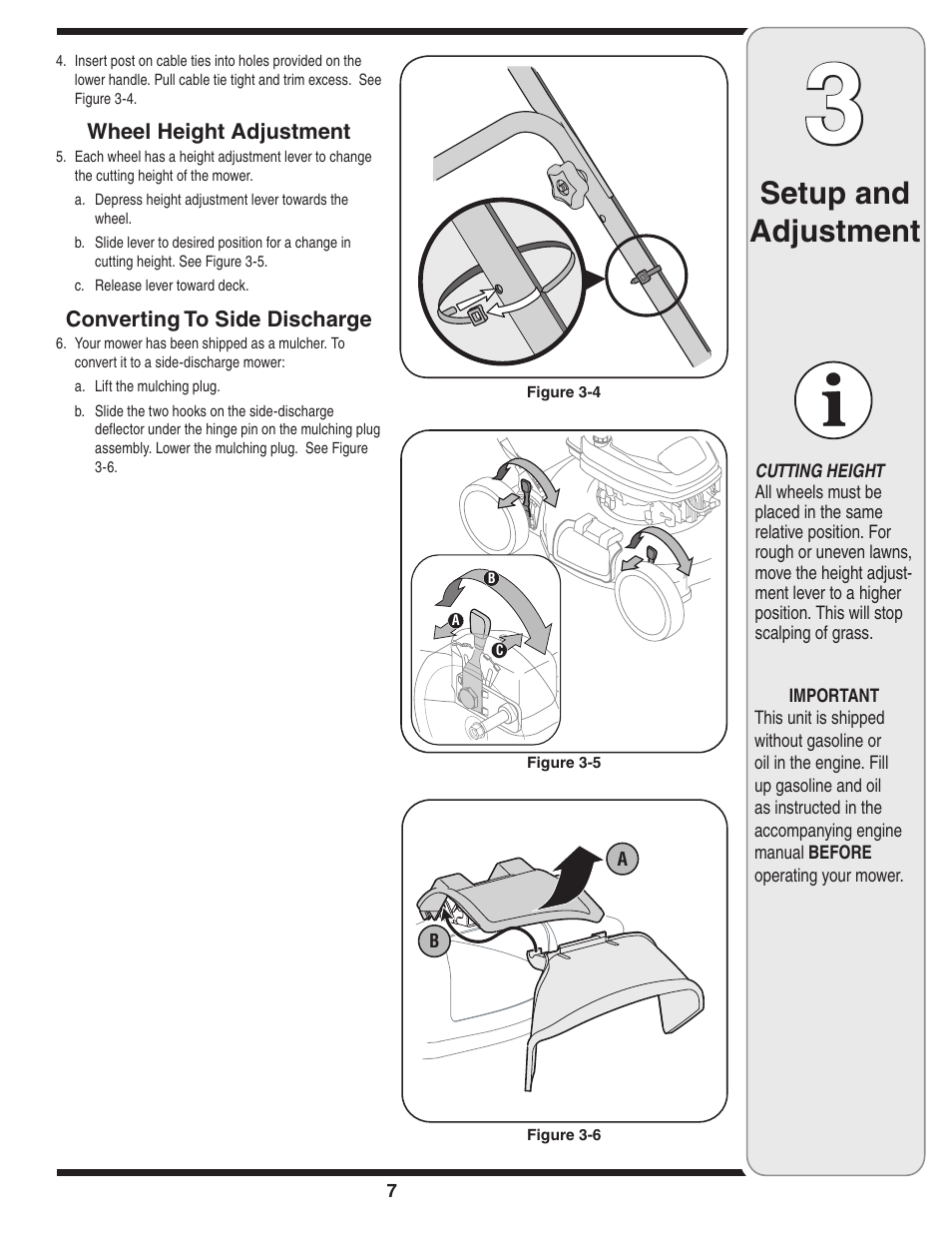 Setup and adjustment | Cub Cadet 109 User Manual | Page 7 / 16