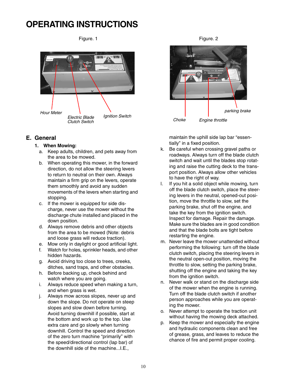 Operating instructions | Cub Cadet 19HP Enforcer 44 User Manual | Page 10 / 32