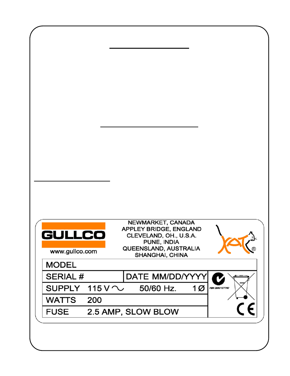 General description, Intended foreseen usage | Gullco SAM CM-02-250 User Manual | Page 7 / 34