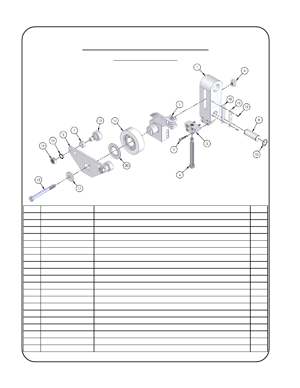 Pivot arm assembly breakdown | Gullco KBM-28 User Manual | Page 42 / 58