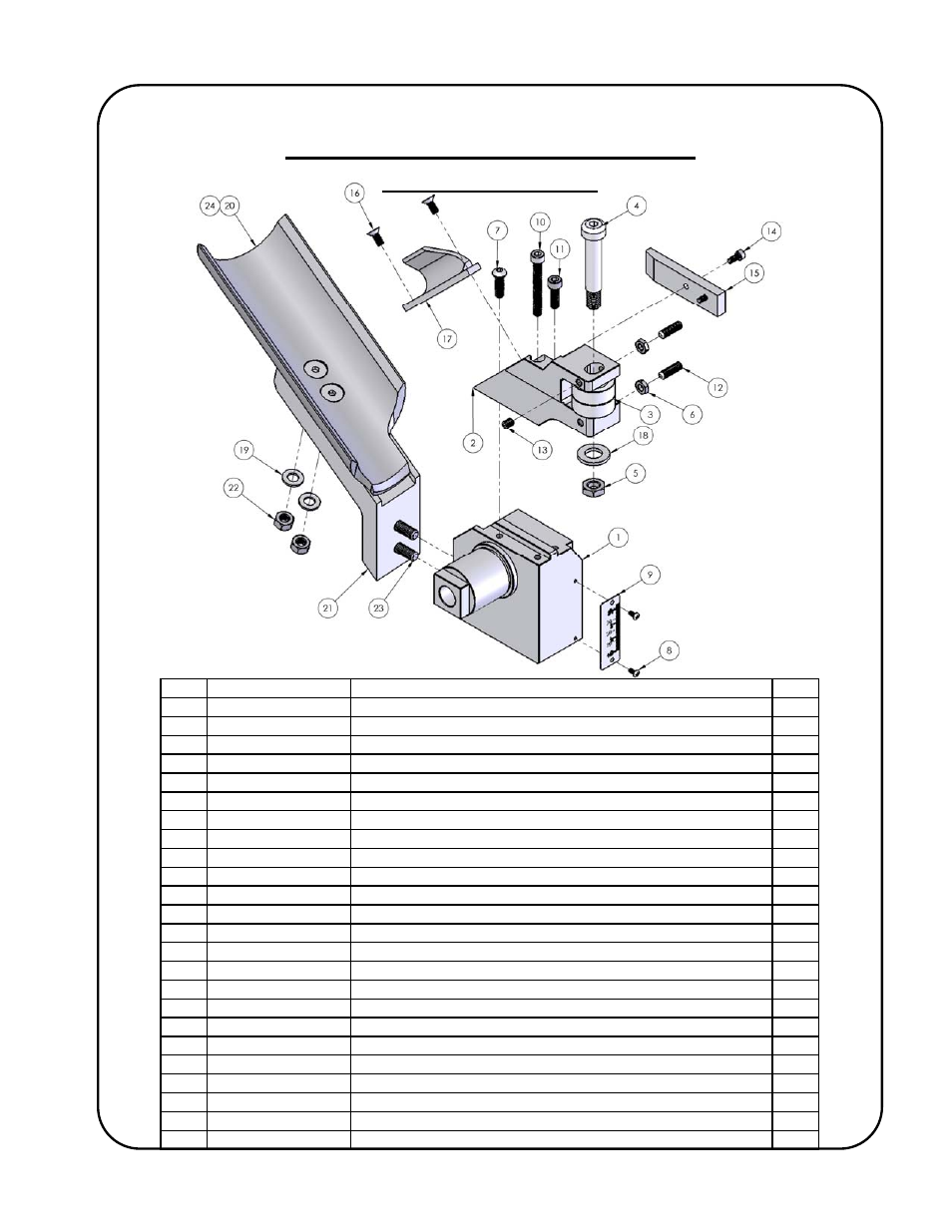 Slide base assembly breakdown | Gullco KBM-18U User Manual | Page 13 / 16