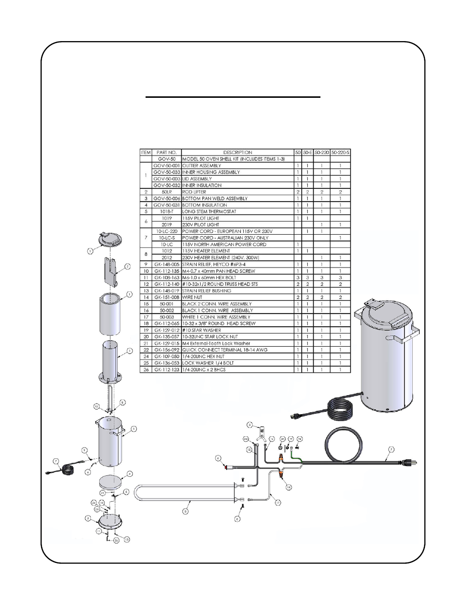 Spare parts & schematic | Gullco 50 User Manual | Page 4 / 6