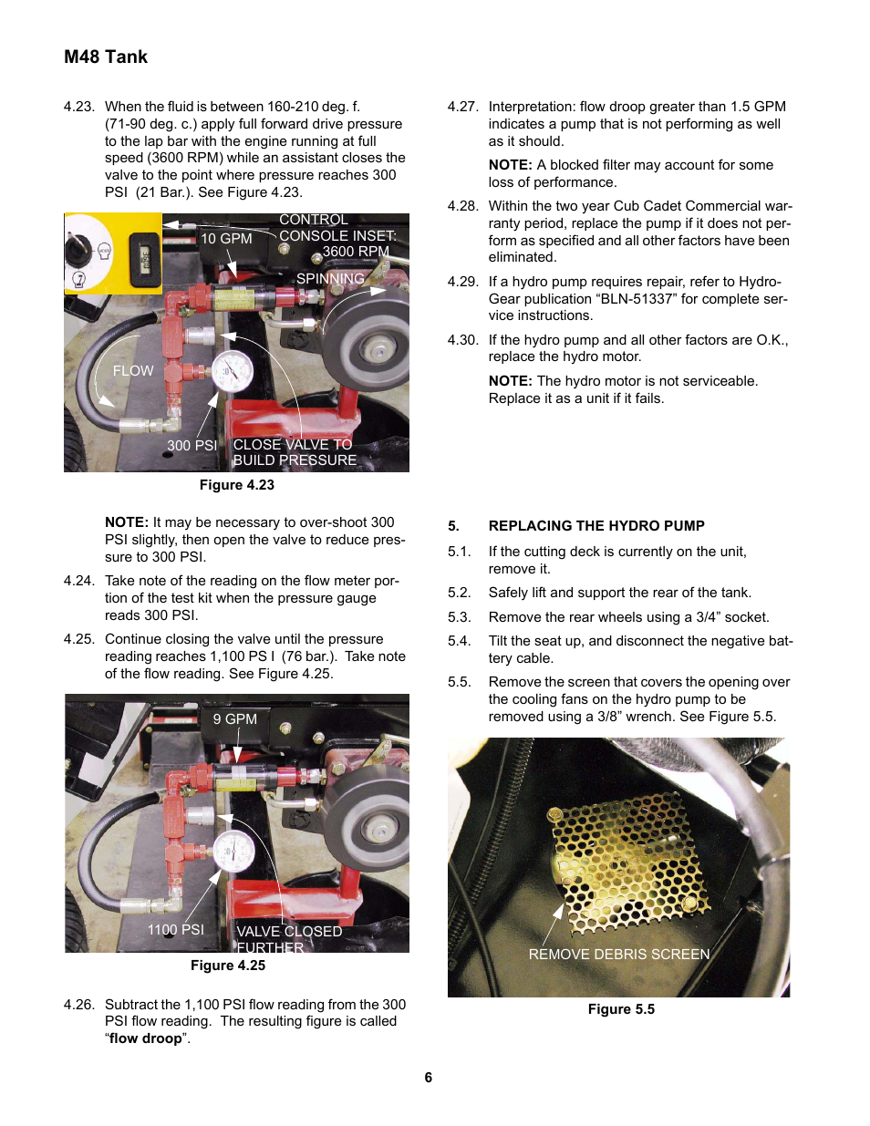 Replacing the hydro pump, M48 tank | Cub Cadet M48 User Manual | Page 10 / 33