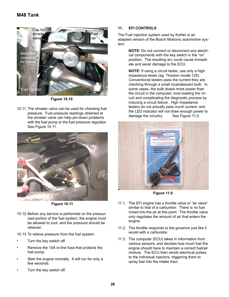 Efi controls, See figure 10.10, M48 tank | Cub Cadet M48 User Manual | Page 30 / 33