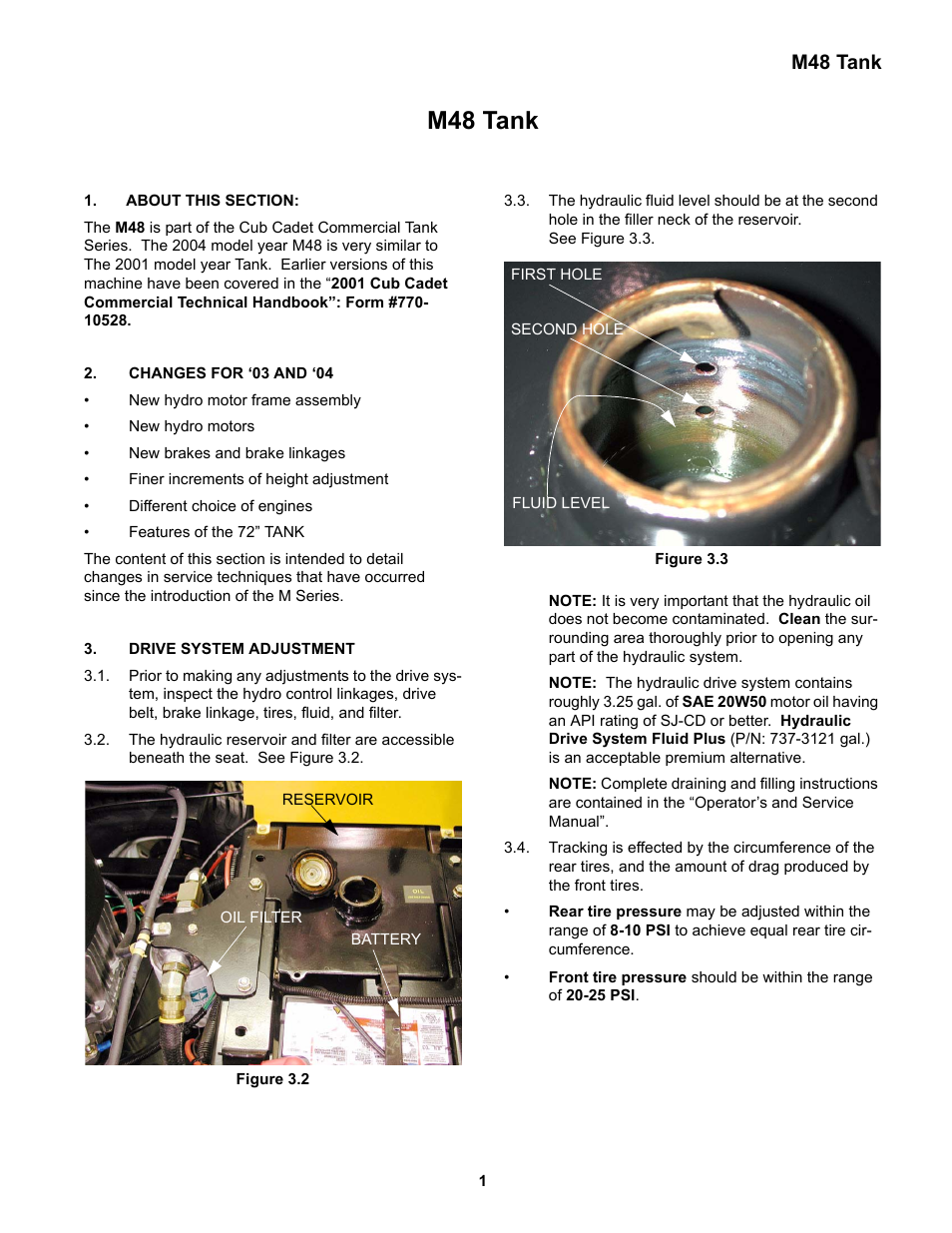 M48 tank, About this section, Changes for ‘03 and ‘04 | Drive system adjustment | Cub Cadet M48 User Manual | Page 5 / 33
