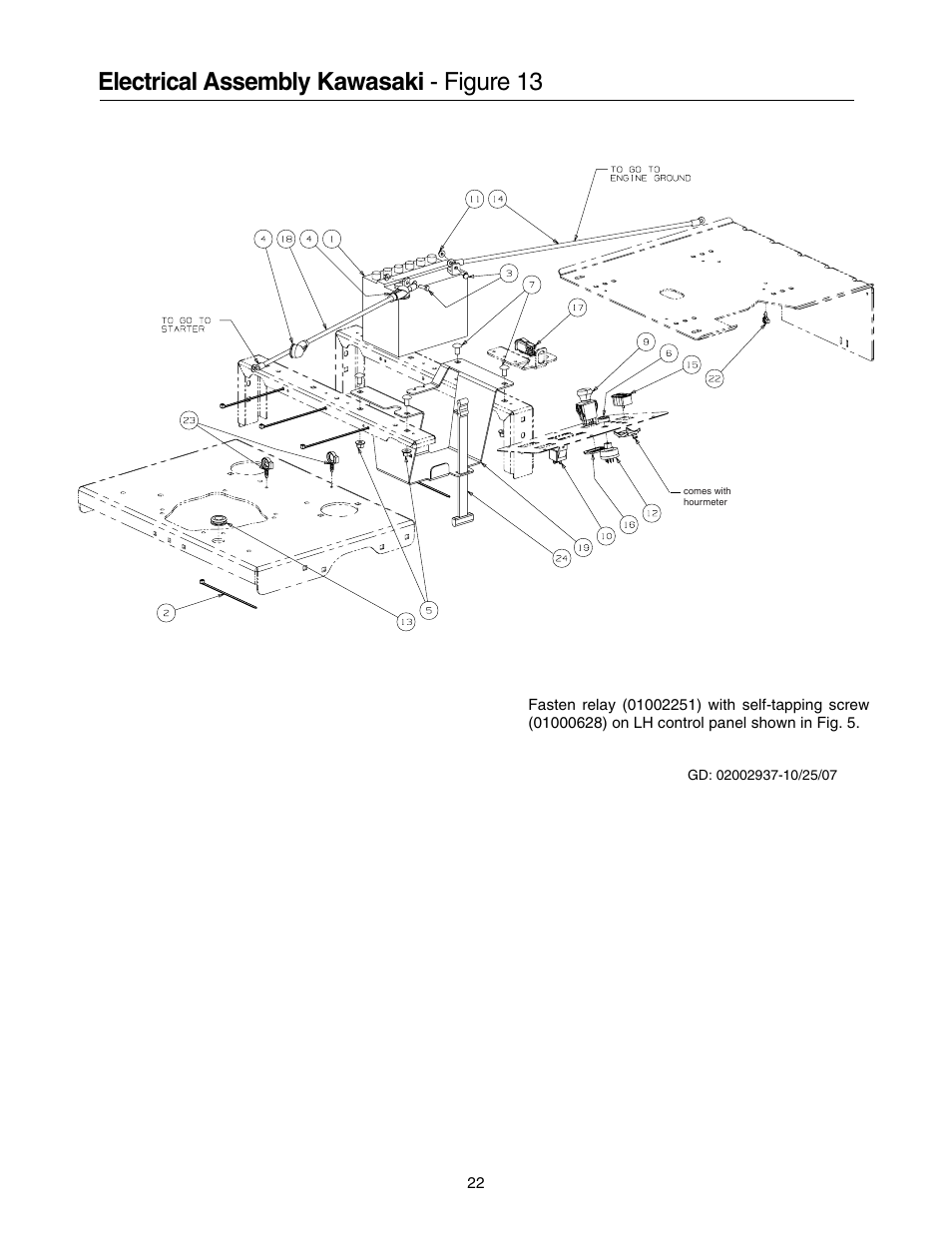 Electrical assembly kawasaki - figure 13 | Cub Cadet 53AI8CT8050 User Manual | Page 22 / 48