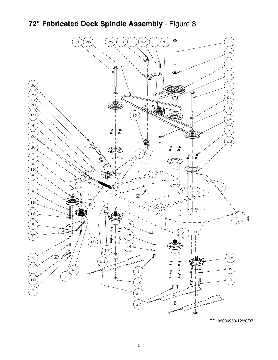 72" fabricated deck spindle assembly - figure 3 | Cub Cadet 53AI8CT8050 User Manual | Page 6 / 48