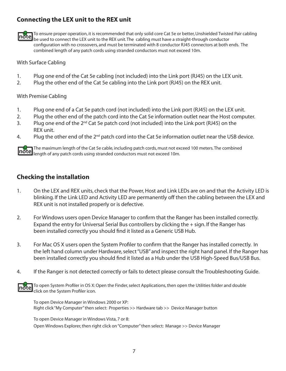 Connecting the lex unit to the rex unit, Checking the installation | Guntermann & Drunck USB 2.0 Ranger 2101 User Manual | Page 8 / 16