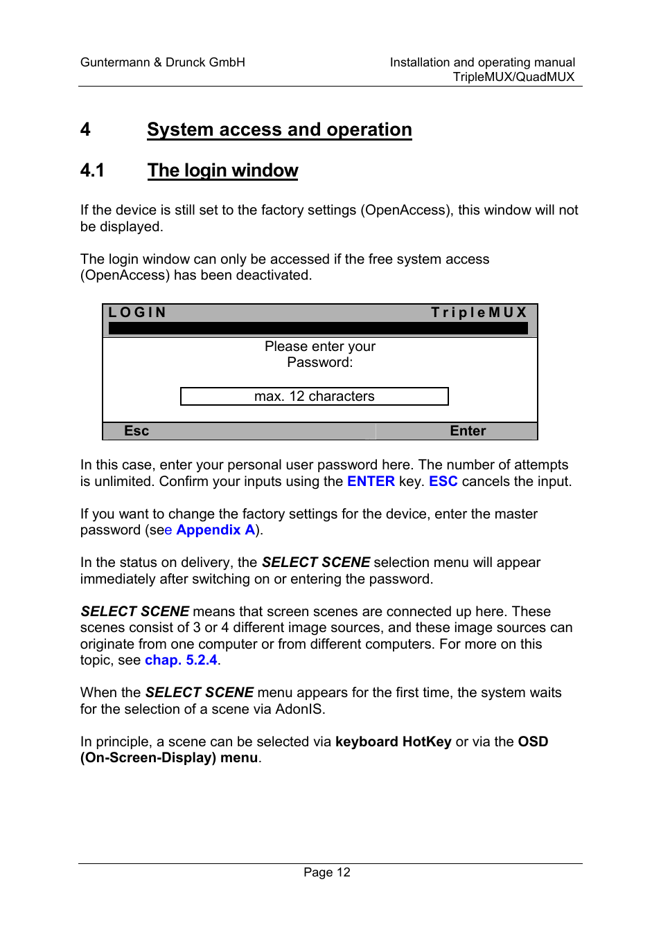 4system access and operation 4.1 the login window | Guntermann & Drunck TripleMUX User Manual | Page 12 / 40