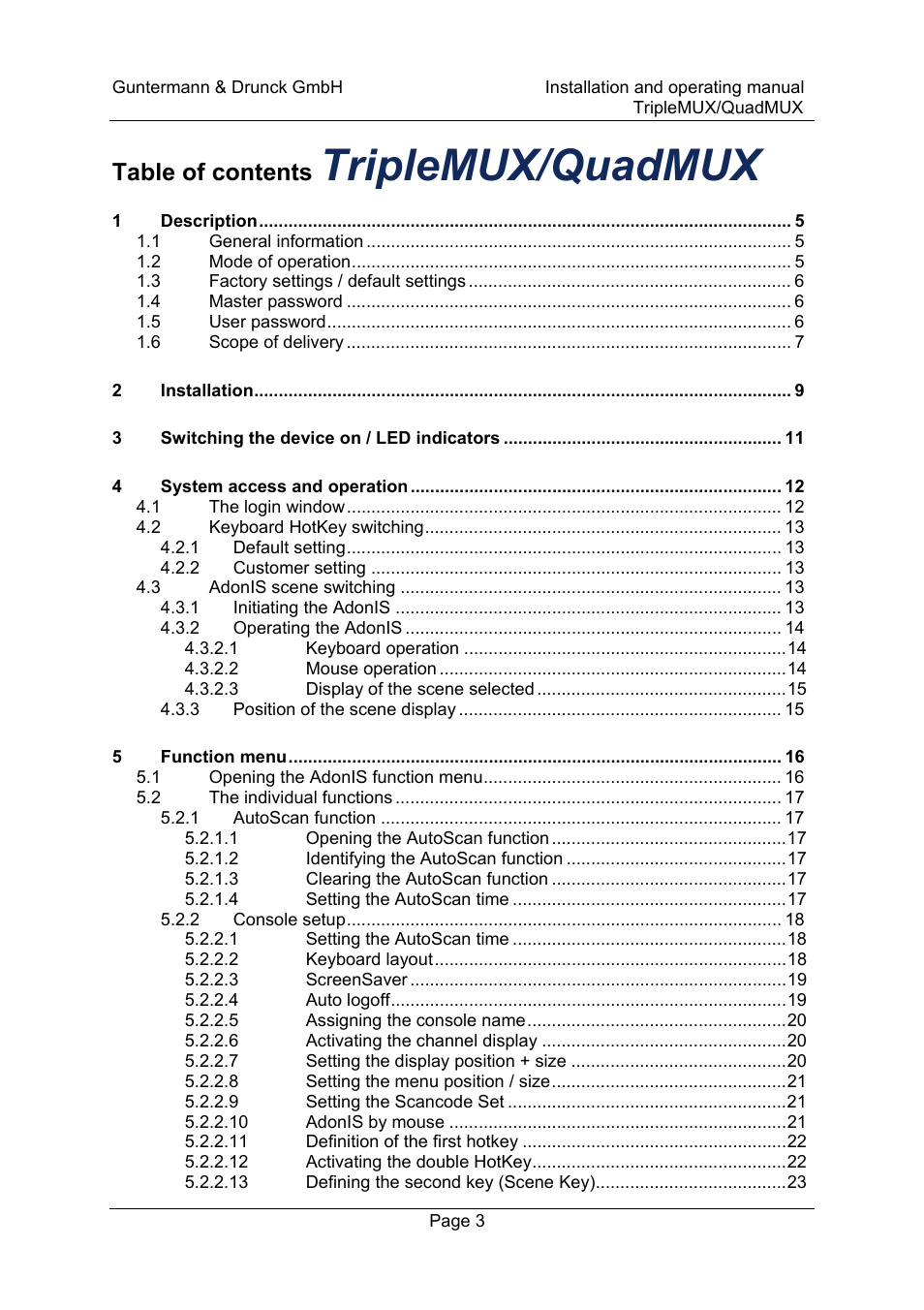Guntermann & Drunck TripleMUX User Manual | Page 3 / 40