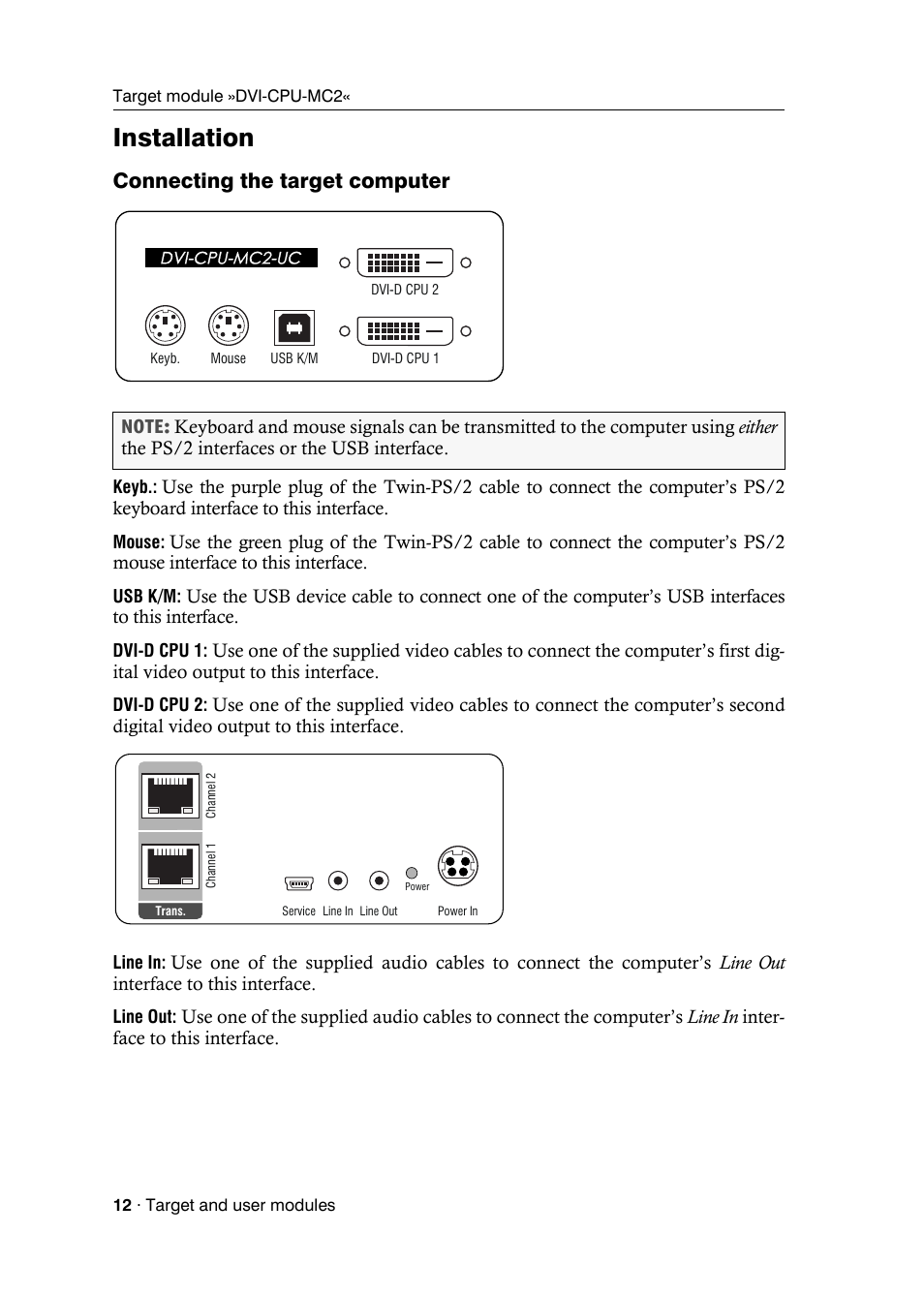Installation, Connecting the target computer | Guntermann & Drunck DVICenter DP16 Target Modules and User Modules - Standard Variants User Manual | Page 16 / 124