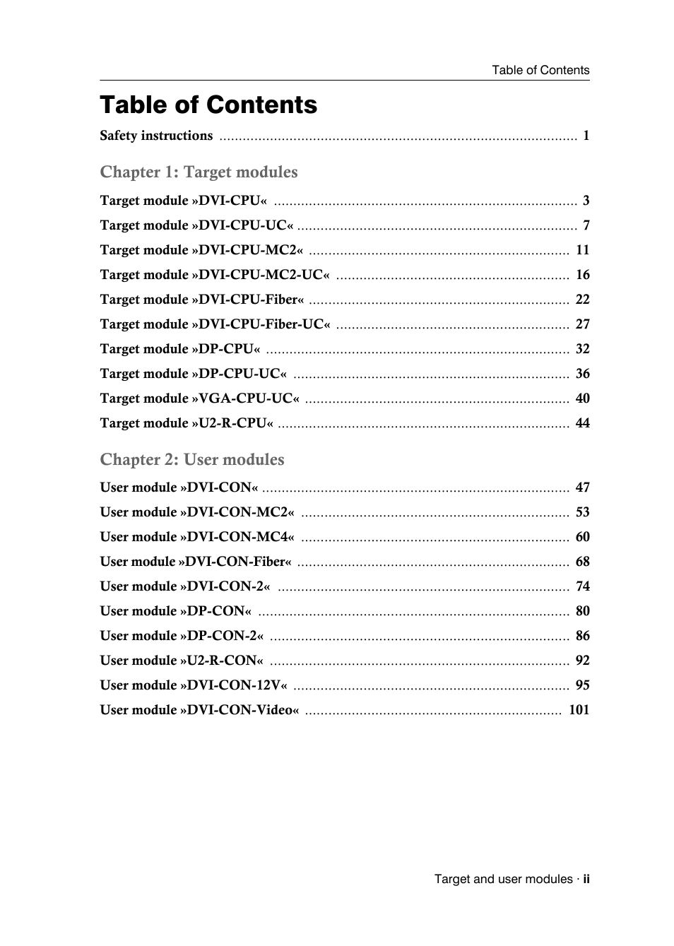 Guntermann & Drunck DVICenter DP16 Target Modules and User Modules - Standard Variants User Manual | Page 3 / 124