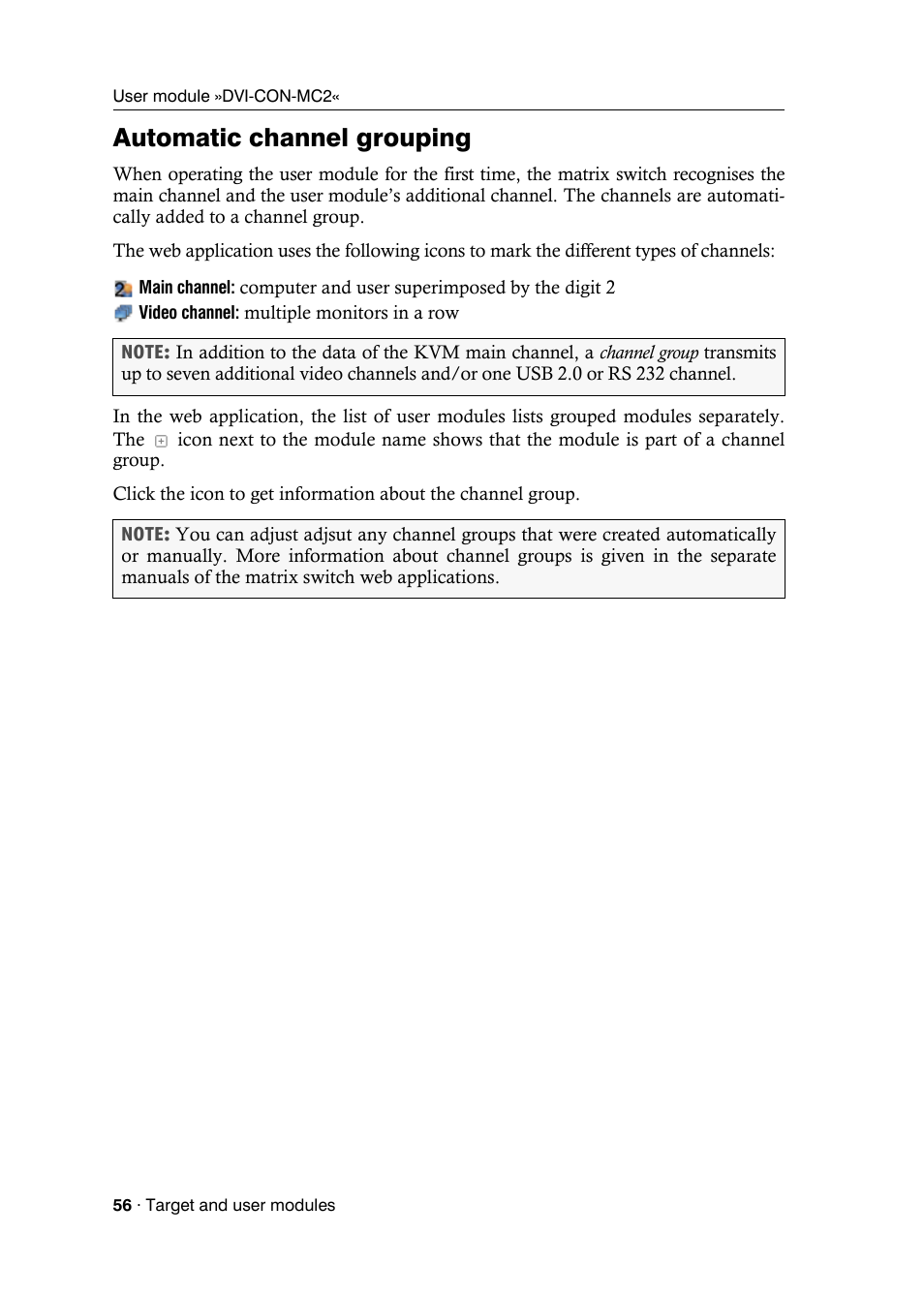 Automatic channel grouping | Guntermann & Drunck DVICenter DP16 Target Modules and User Modules - Standard Variants User Manual | Page 60 / 124