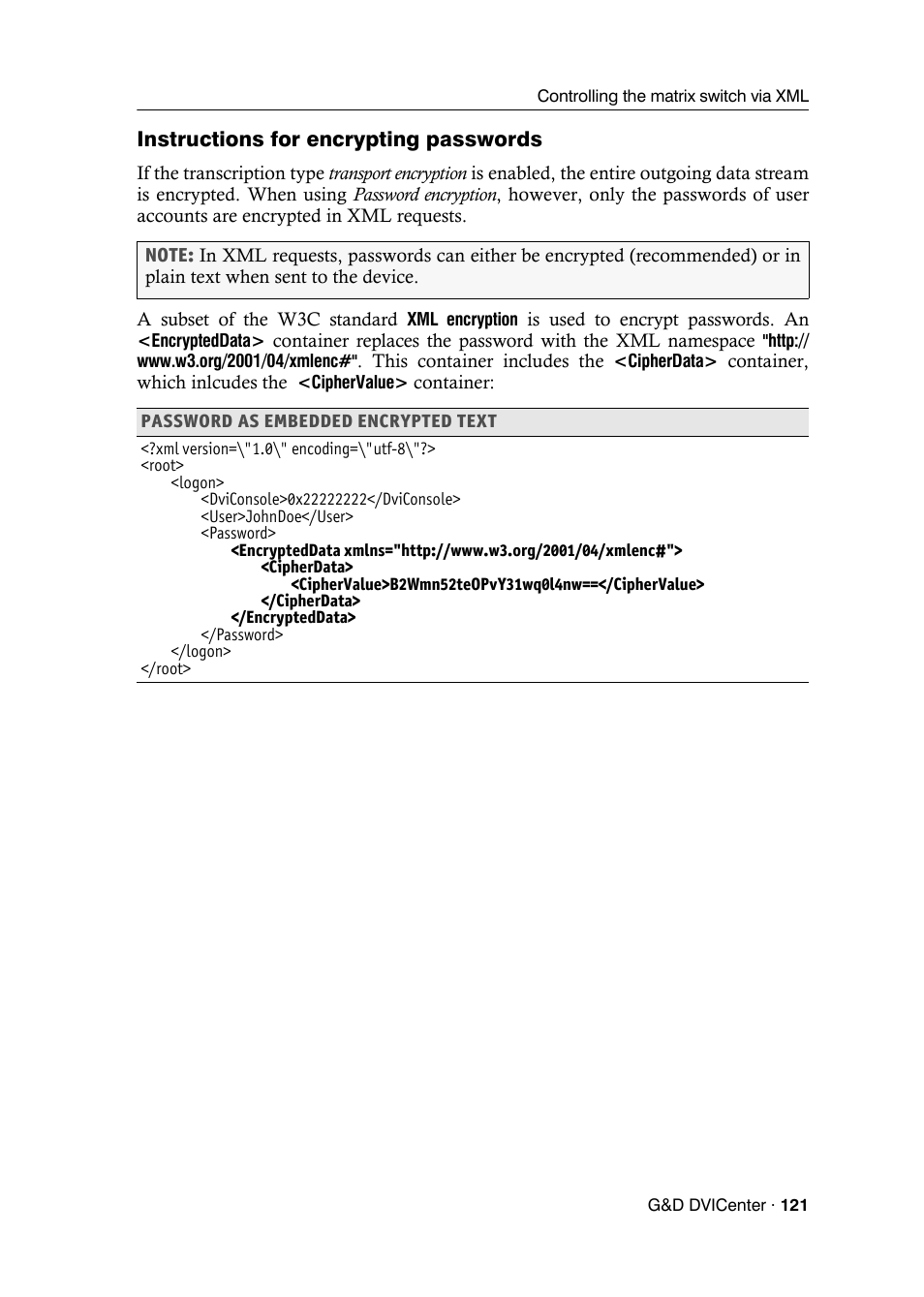 Instructions for encrypting passwords | Guntermann & Drunck DVICenter DP16 Configuration and Operation User Manual | Page 129 / 152