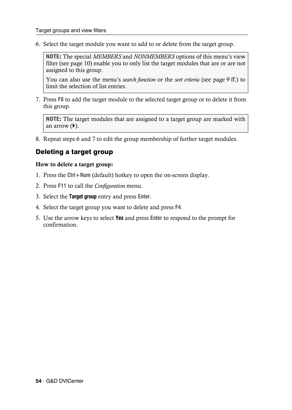 Deleting a target group | Guntermann & Drunck DVICenter DP16 Configuration and Operation User Manual | Page 62 / 152