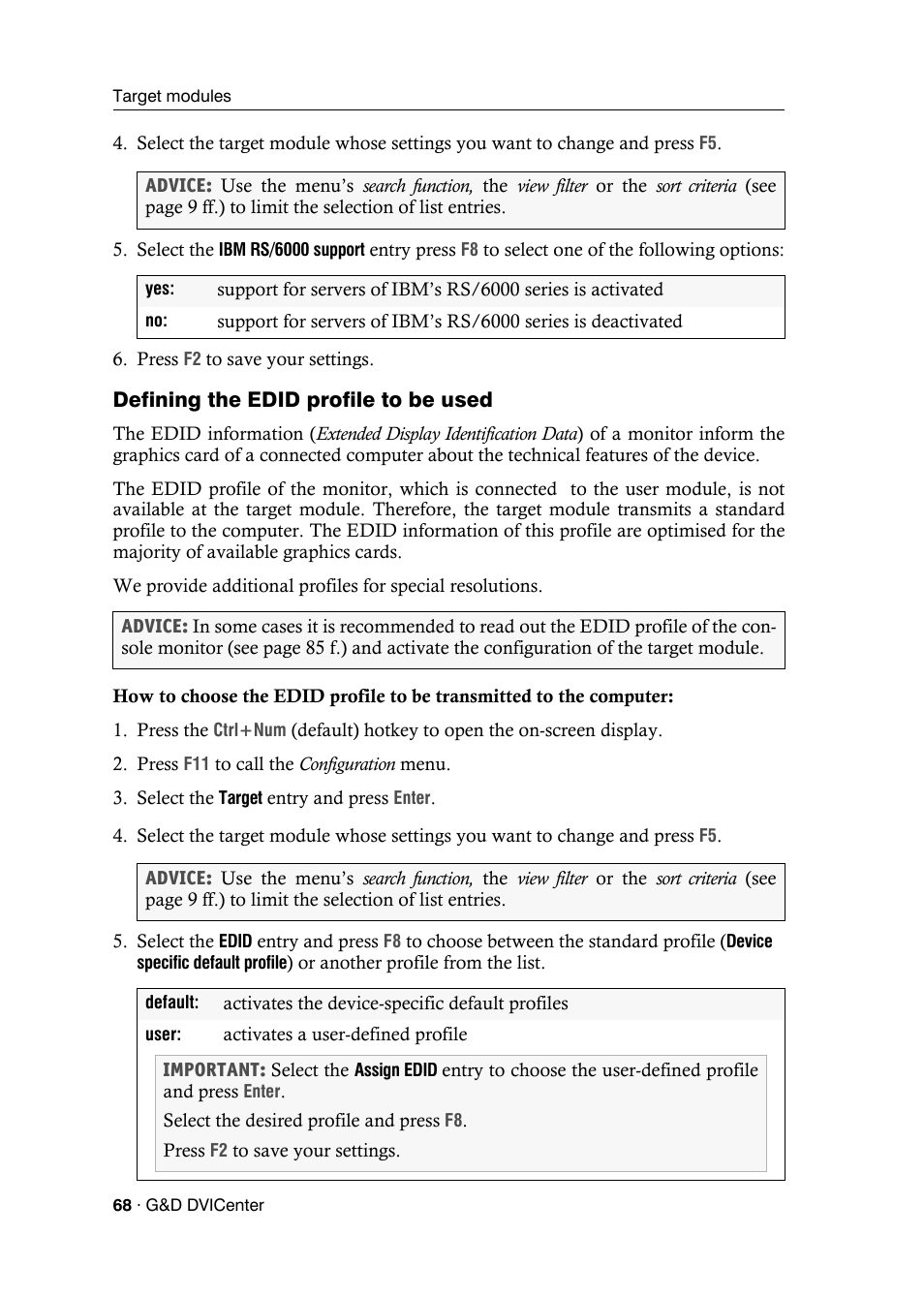Defining the edid profile to be used | Guntermann & Drunck DVICenter DP16 Configuration and Operation User Manual | Page 76 / 152