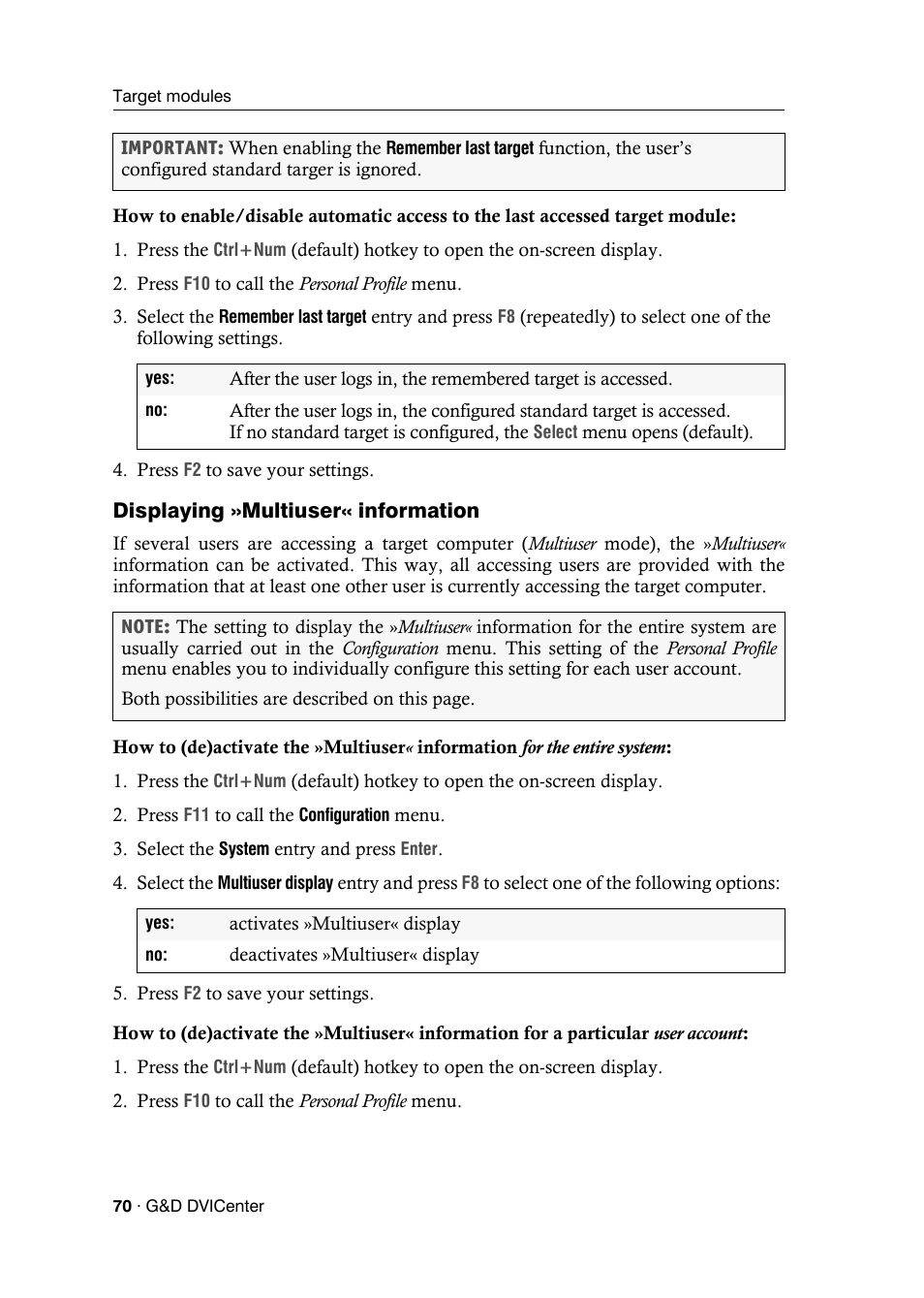 Displaying »multiuser« information | Guntermann & Drunck DVICenter DP16 Configuration and Operation User Manual | Page 78 / 152
