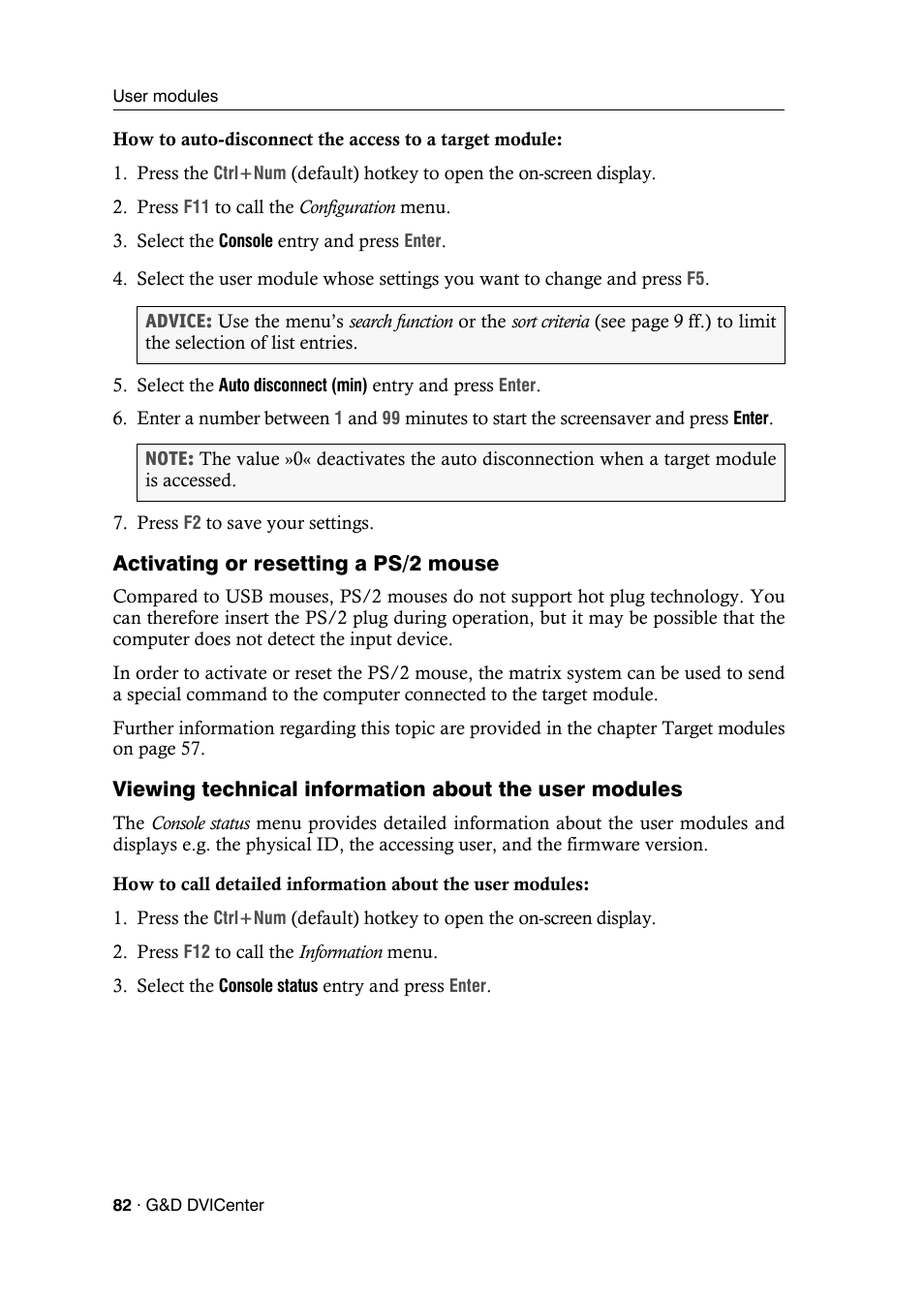 Activating or resetting a ps/2 mouse | Guntermann & Drunck DVICenter DP16 Configuration and Operation User Manual | Page 90 / 152