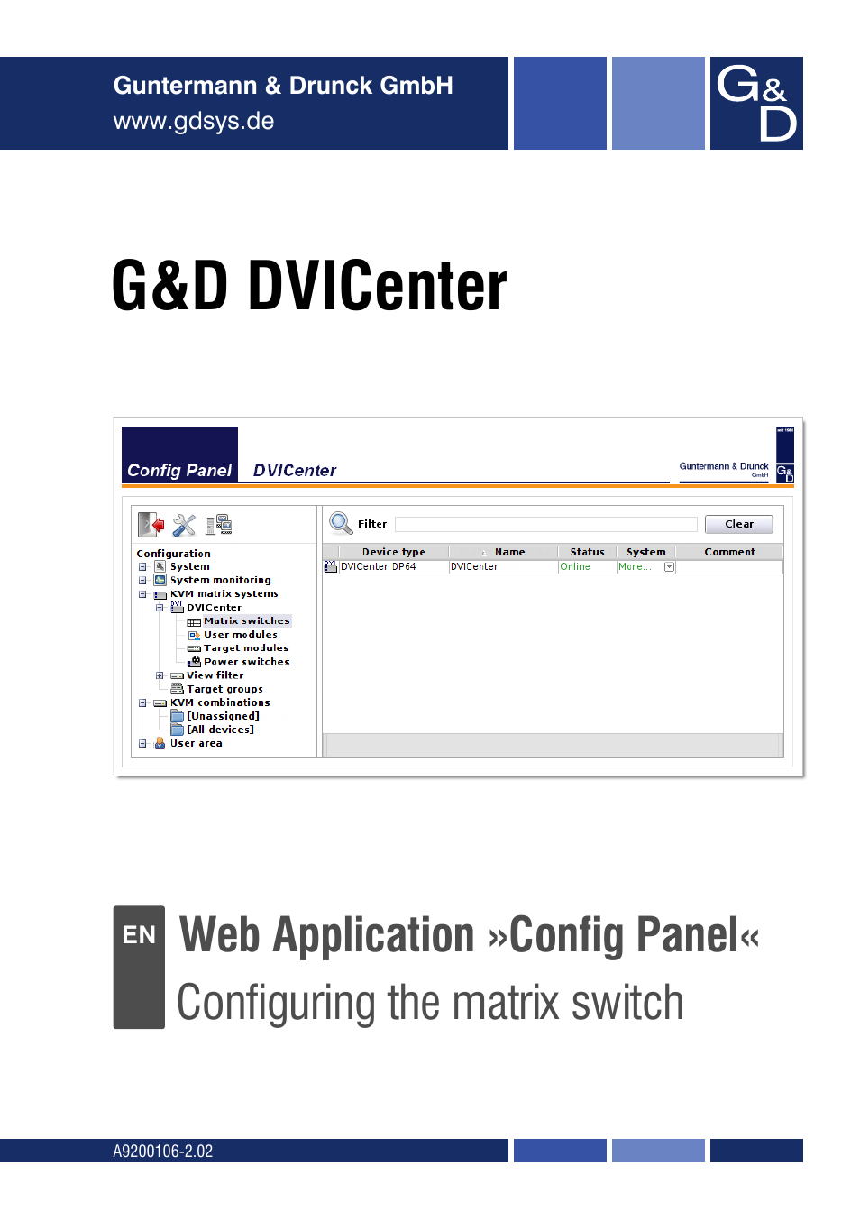 Guntermann & Drunck DVICenter DP16 Config Panel User Manual | 196 pages