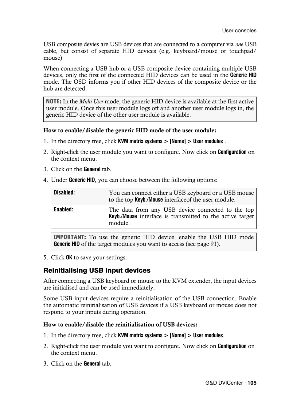 Reinitialising usb input devices | Guntermann & Drunck DVICenter DP16 Config Panel User Manual | Page 107 / 196