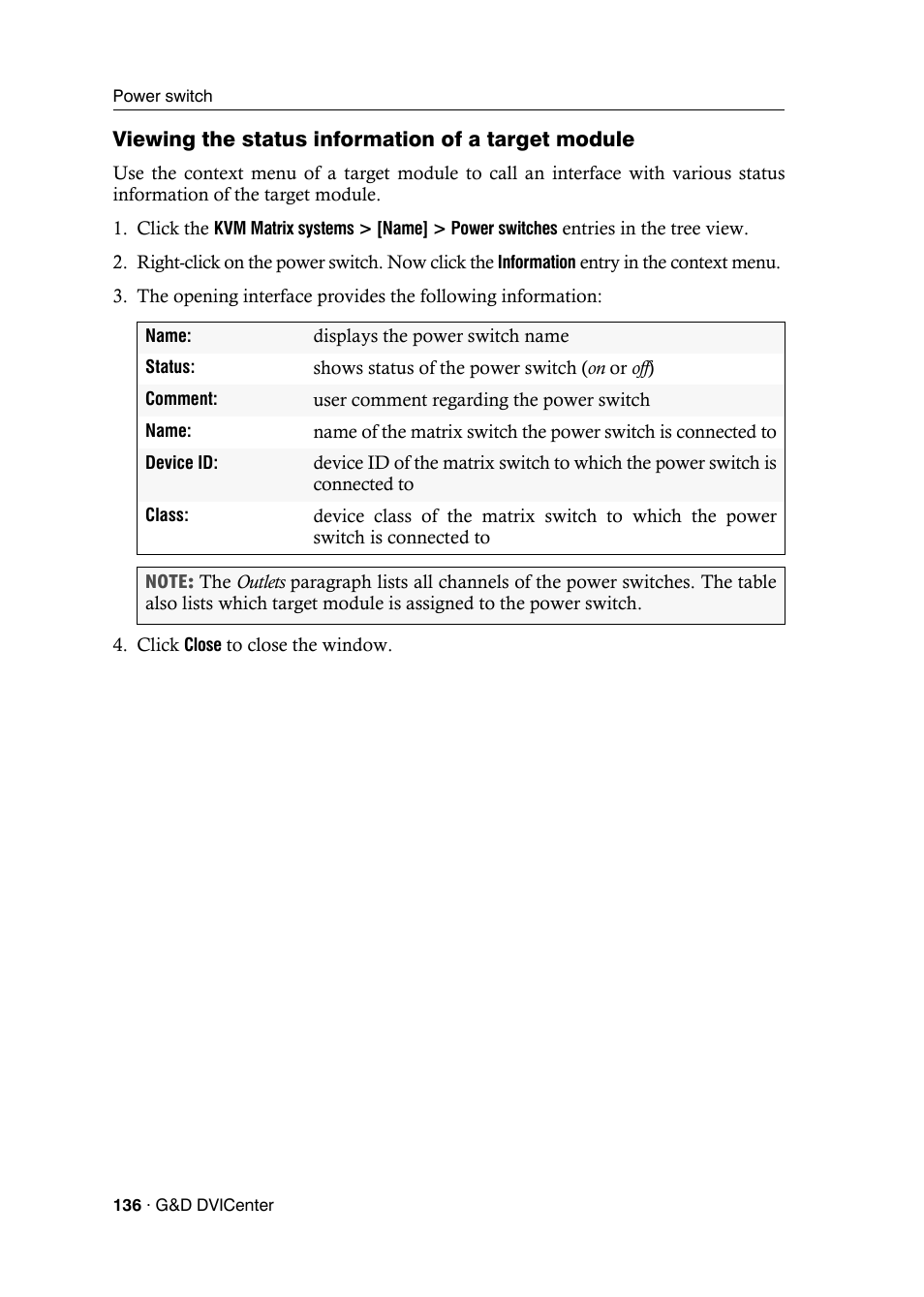 Viewing the status information of a target module | Guntermann & Drunck DVICenter DP16 Config Panel User Manual | Page 138 / 196