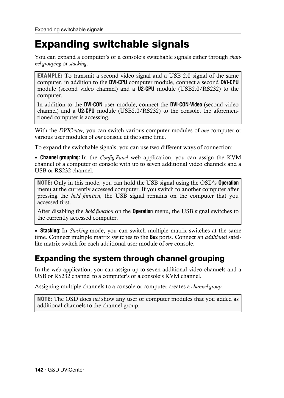 Expanding switchable signals, Expanding the system through channel grouping | Guntermann & Drunck DVICenter DP16 Config Panel User Manual | Page 144 / 196