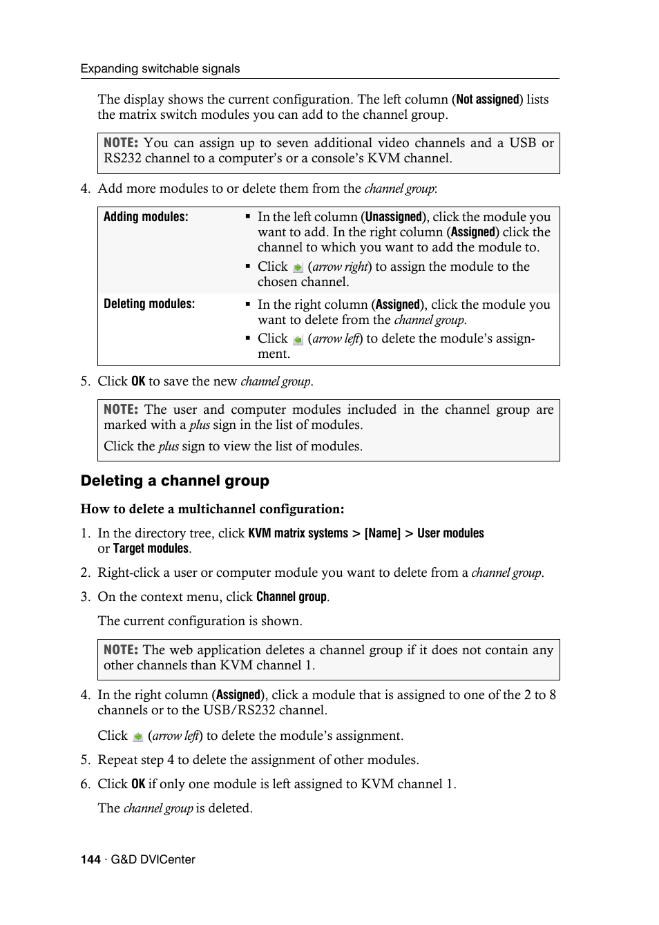 Deleting a channel group | Guntermann & Drunck DVICenter DP16 Config Panel User Manual | Page 146 / 196