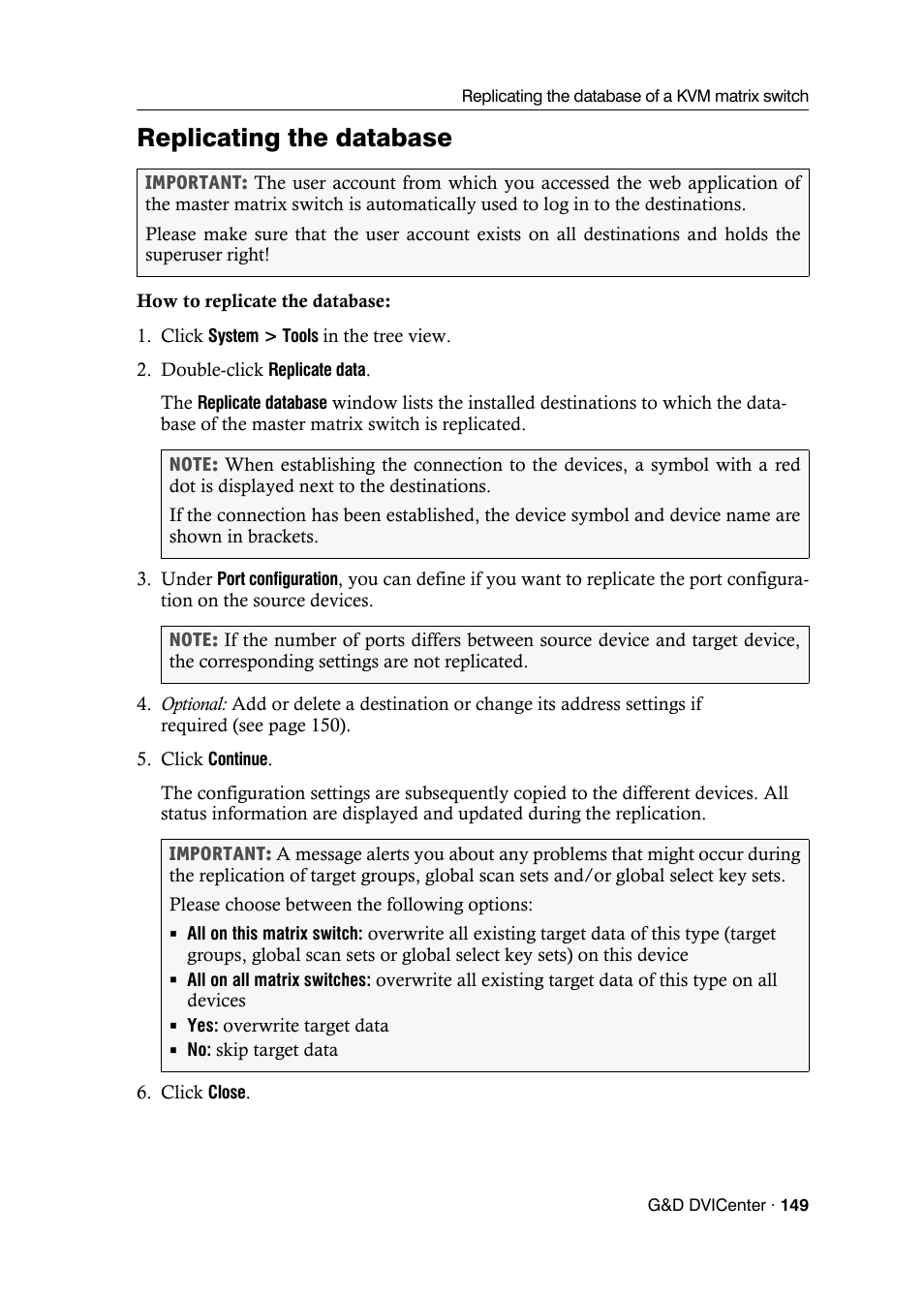 Replicating the database | Guntermann & Drunck DVICenter DP16 Config Panel User Manual | Page 151 / 196