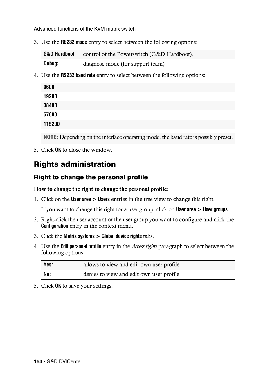 Rights administration, Right to change the personal profile | Guntermann & Drunck DVICenter DP16 Config Panel User Manual | Page 156 / 196