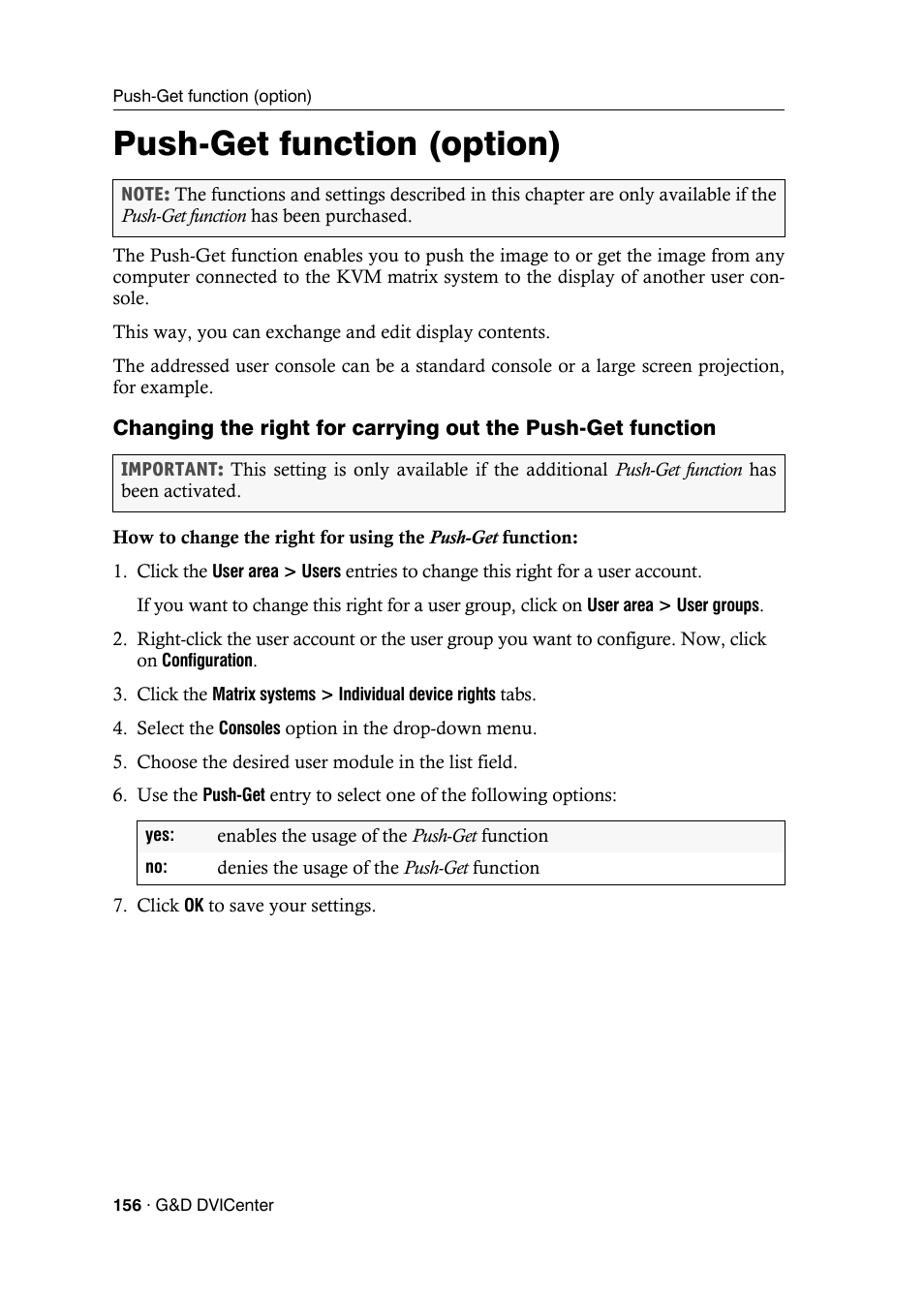 Push-get function (option) | Guntermann & Drunck DVICenter DP16 Config Panel User Manual | Page 158 / 196