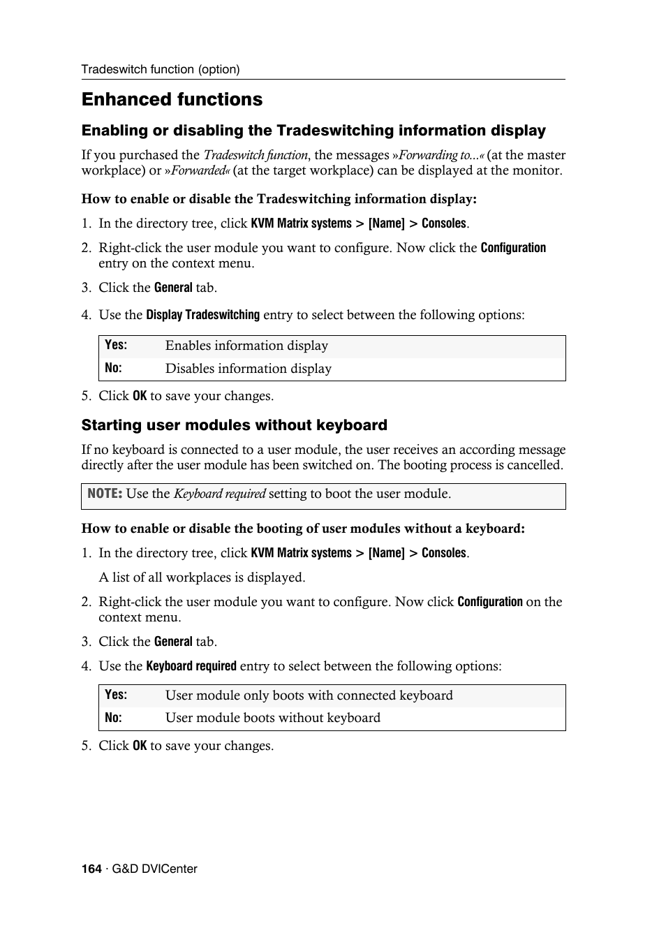 Enhanced functions, Starting user modules without keyboard | Guntermann & Drunck DVICenter DP16 Config Panel User Manual | Page 166 / 196