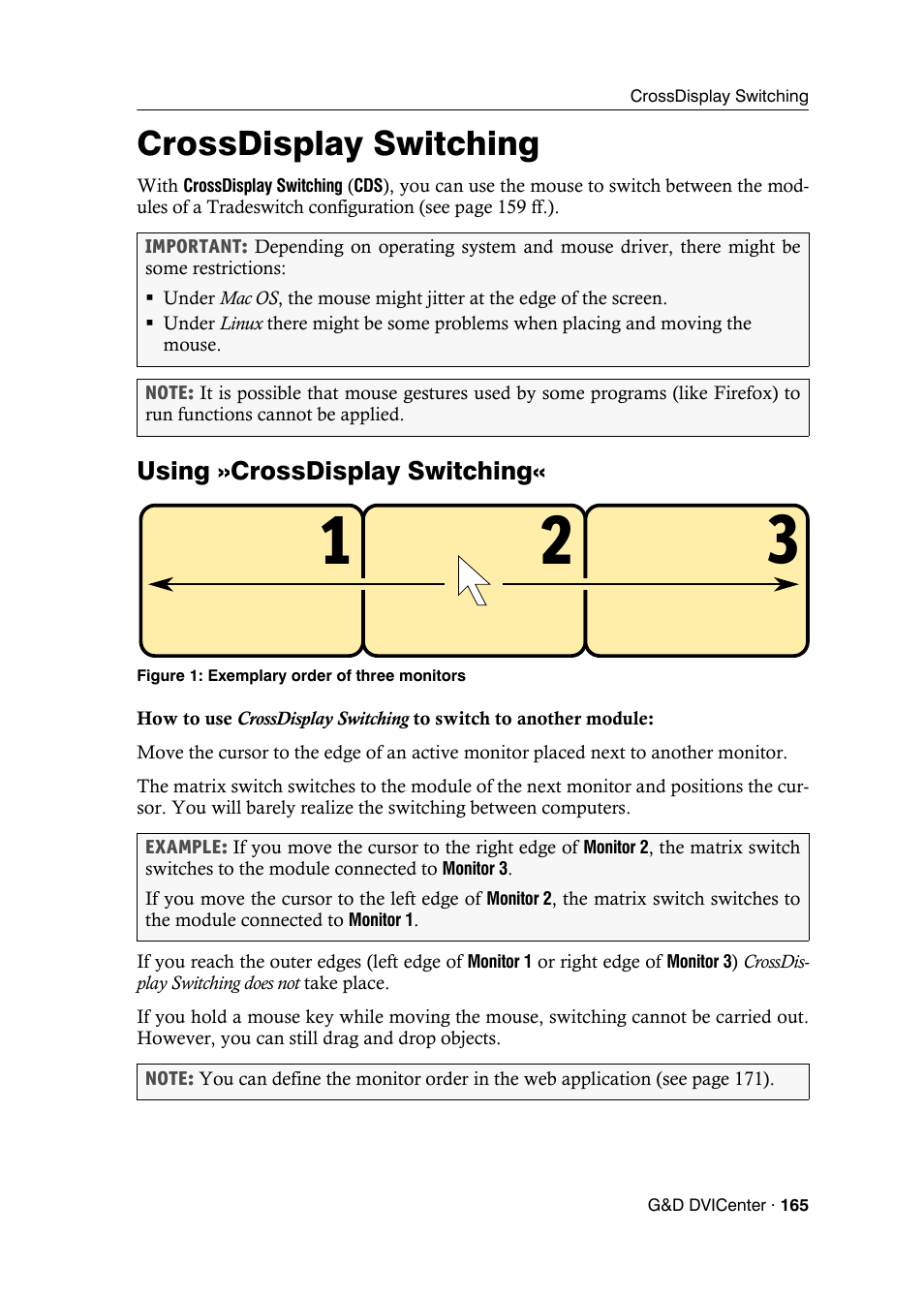 Crossdisplay switching, Using »crossdisplay switching | Guntermann & Drunck DVICenter DP16 Config Panel User Manual | Page 167 / 196