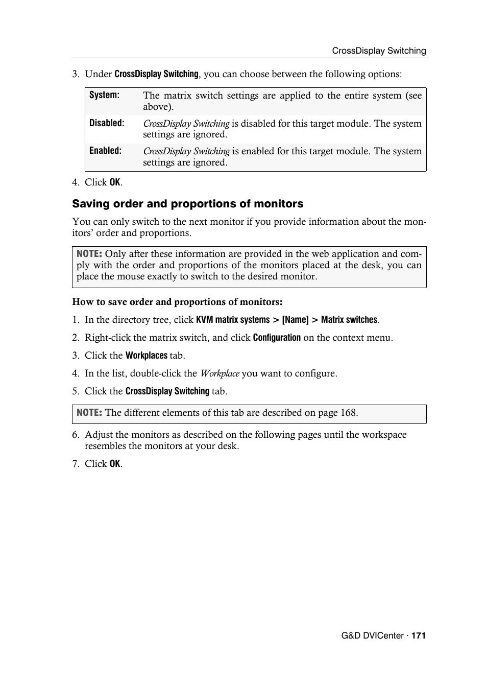 Saving order and proportions of monitors | Guntermann & Drunck DVICenter DP16 Config Panel User Manual | Page 173 / 196