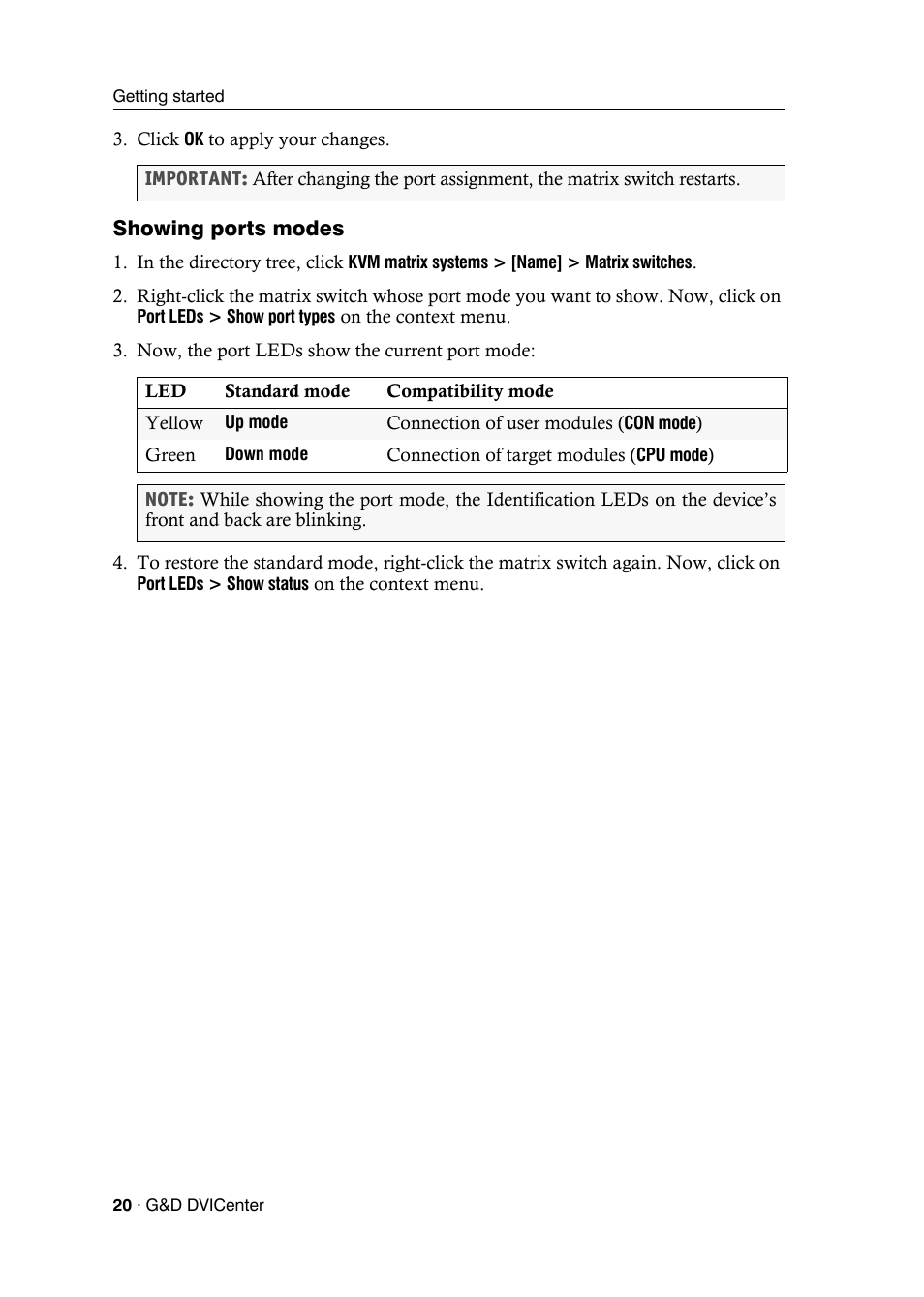 Showing ports modes | Guntermann & Drunck DVICenter DP16 Config Panel User Manual | Page 22 / 196