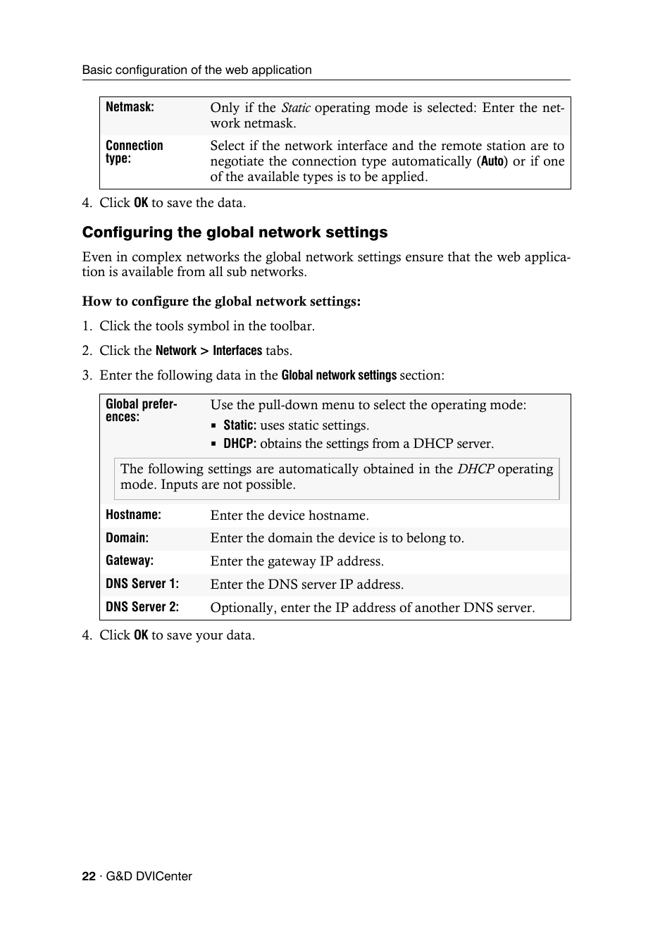 Configuring the global network settings | Guntermann & Drunck DVICenter DP16 Config Panel User Manual | Page 24 / 196