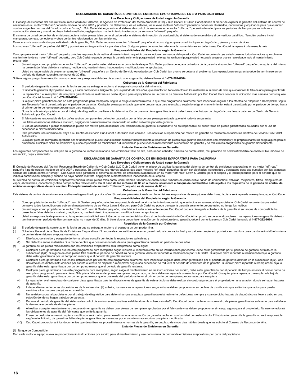 Cub Cadet CC4125 User Manual | Page 16 / 20