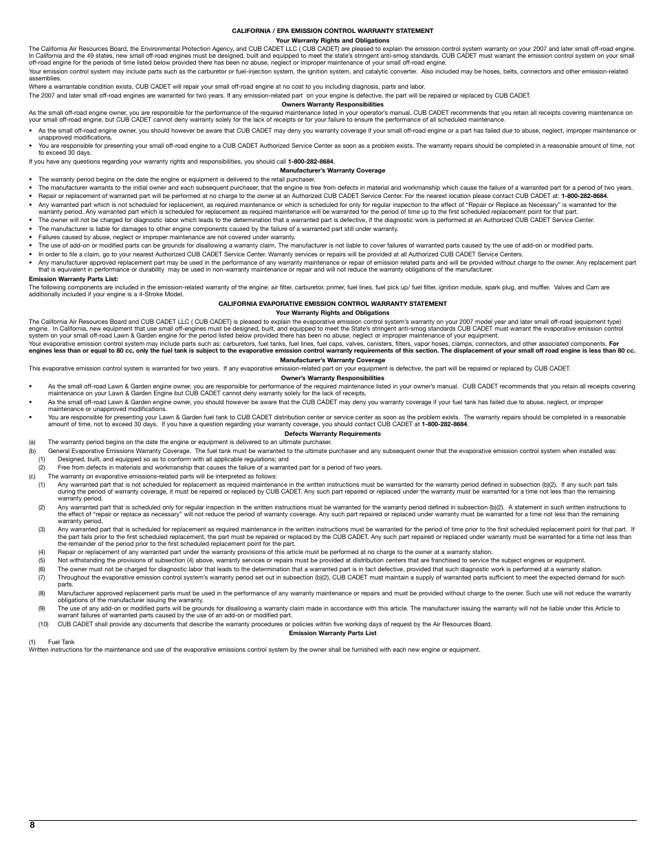 Cub Cadet CC4125 User Manual | Page 8 / 20