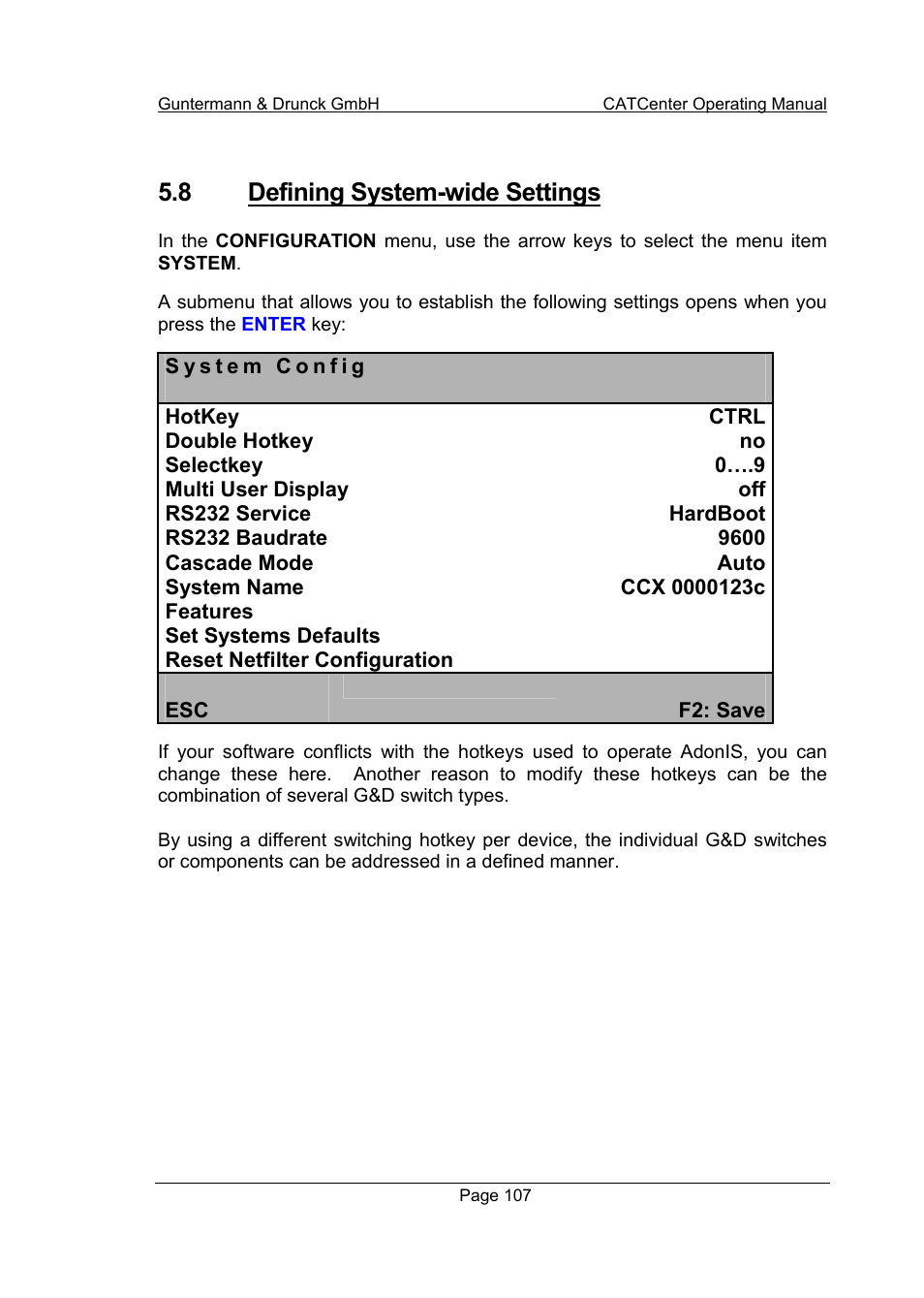 8 defining system-wide settings | Guntermann & Drunck CATCenter X systems Operation User Manual | Page 107 / 132