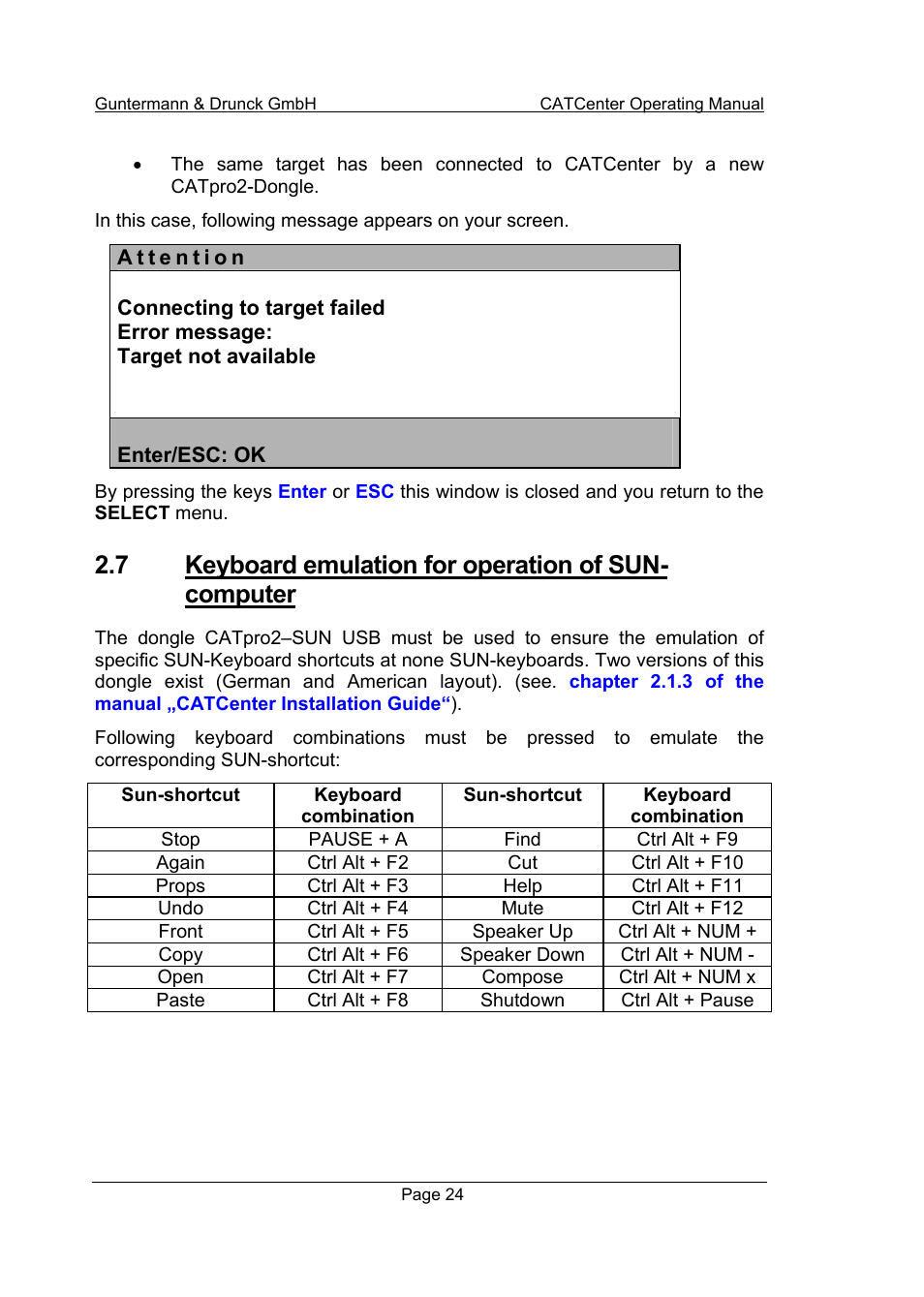 7 keyboard emulation for operation of sun-computer | Guntermann & Drunck CATCenter X systems Operation User Manual | Page 24 / 132