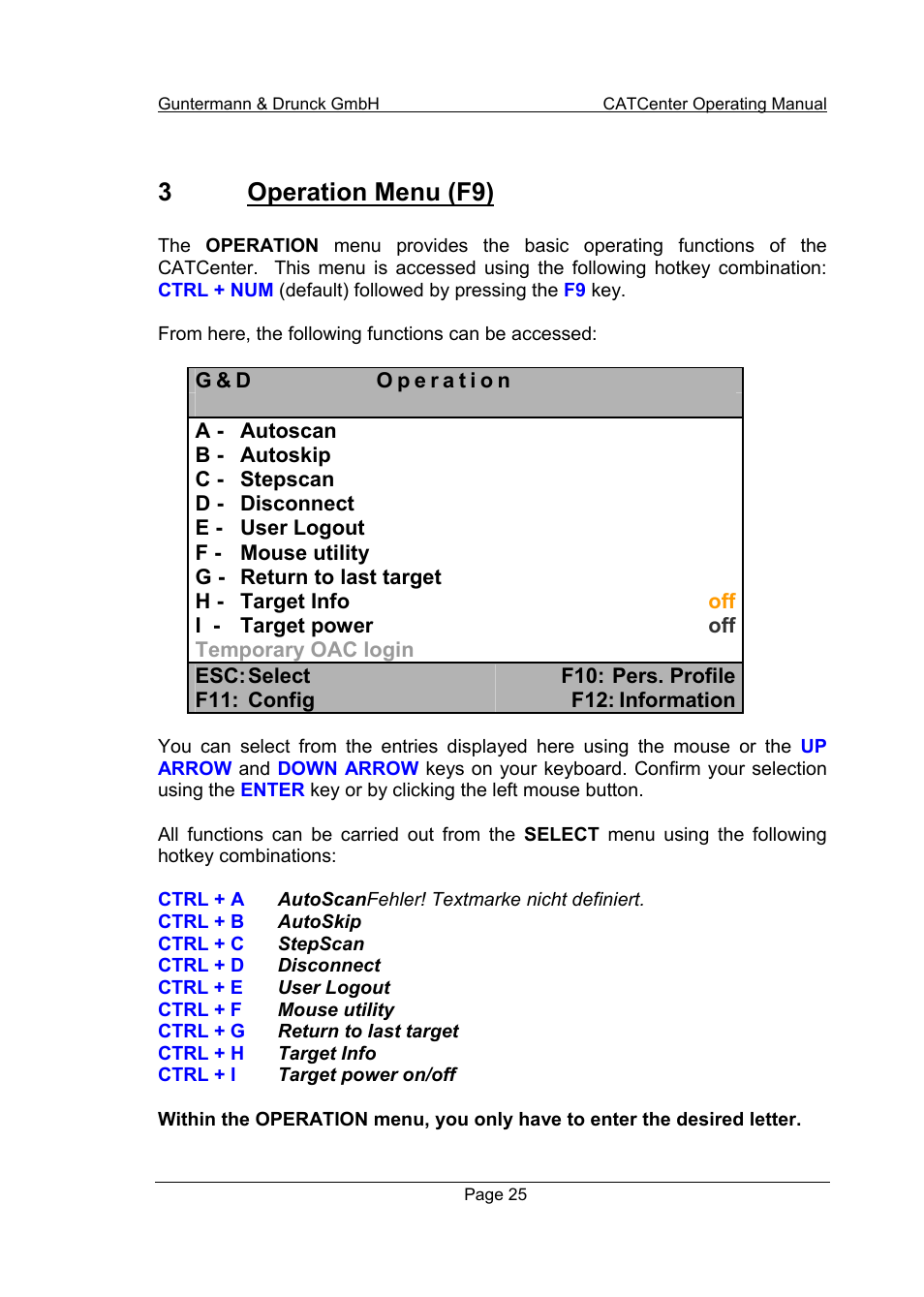 3 operation menu (f9), 3operation menu (f9) | Guntermann & Drunck CATCenter X systems Operation User Manual | Page 25 / 132