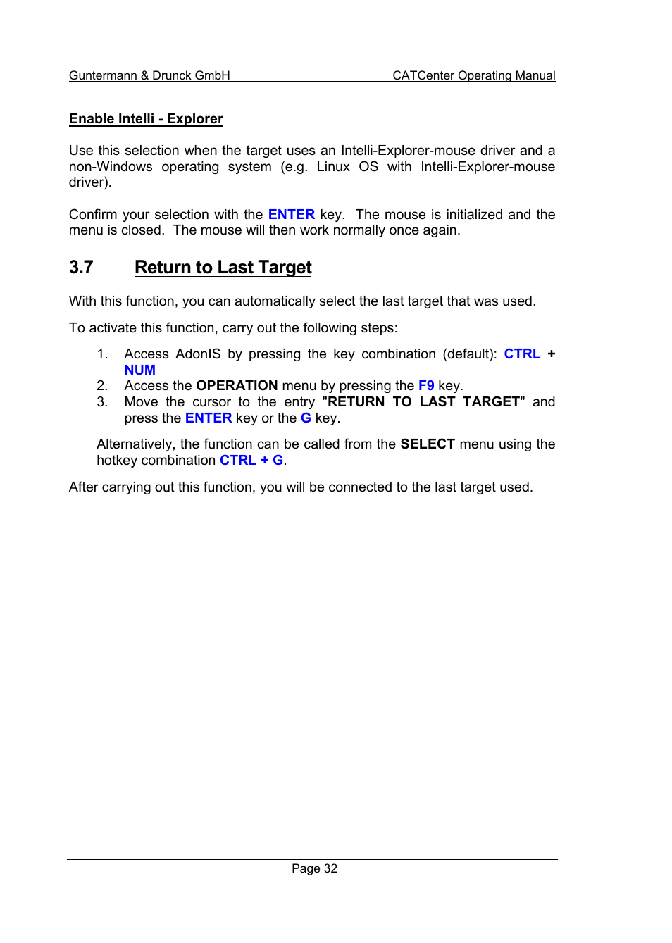 7 return to last target | Guntermann & Drunck CATCenter X systems Operation User Manual | Page 32 / 132