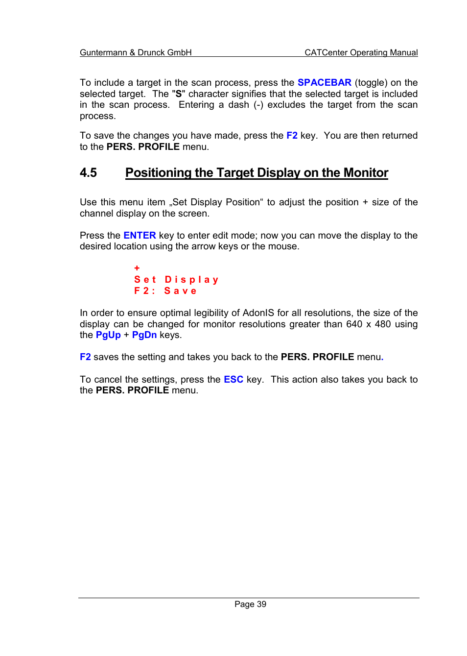 5 positioning the target display on the monitor | Guntermann & Drunck CATCenter X systems Operation User Manual | Page 39 / 132